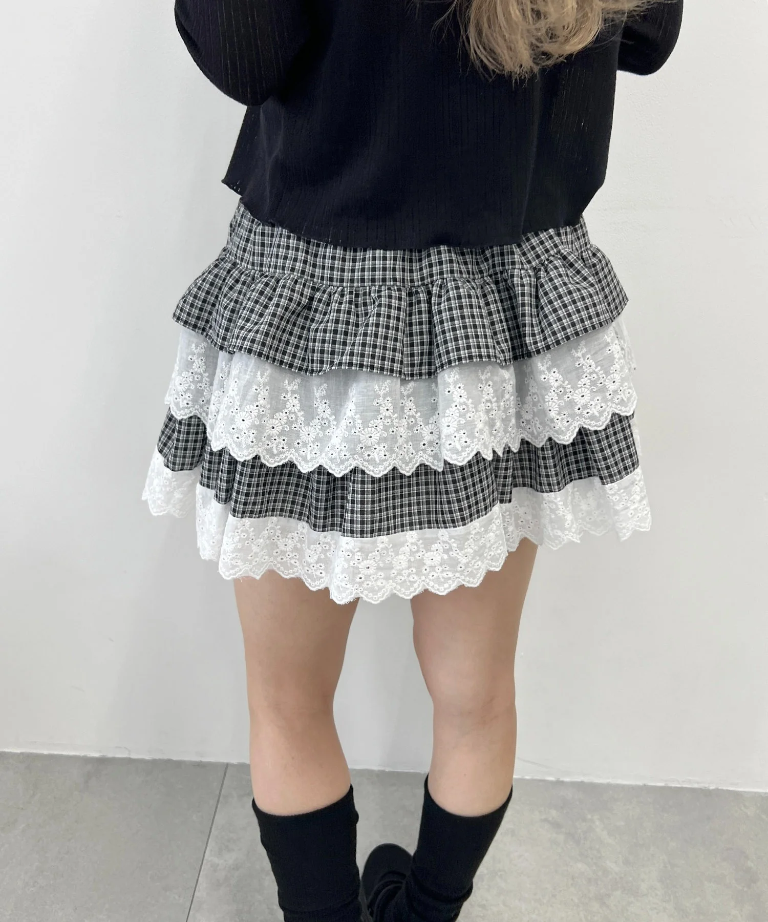レースサンドチェックミニスカート - Image 10