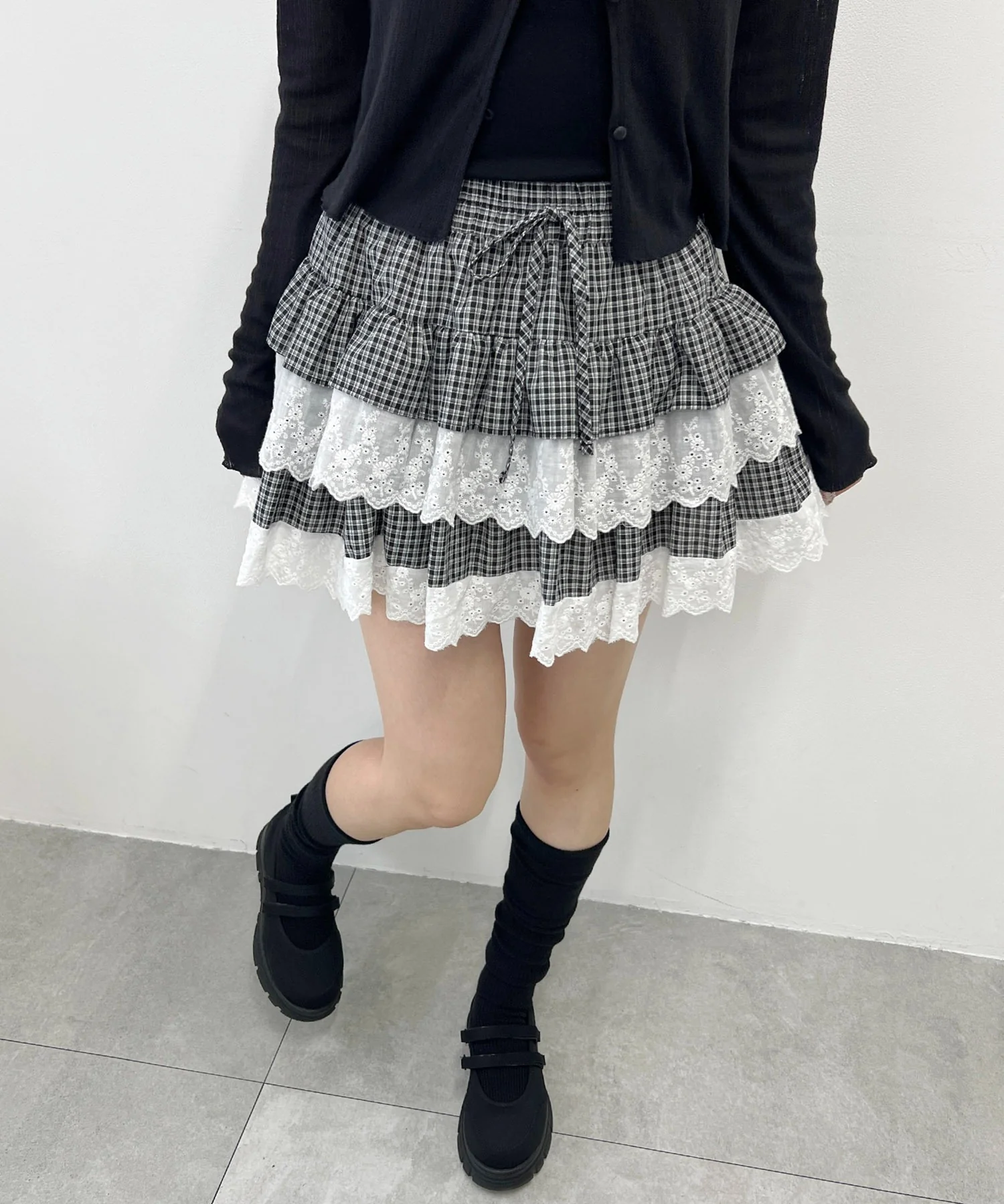 レースサンドチェックミニスカート - Image 11