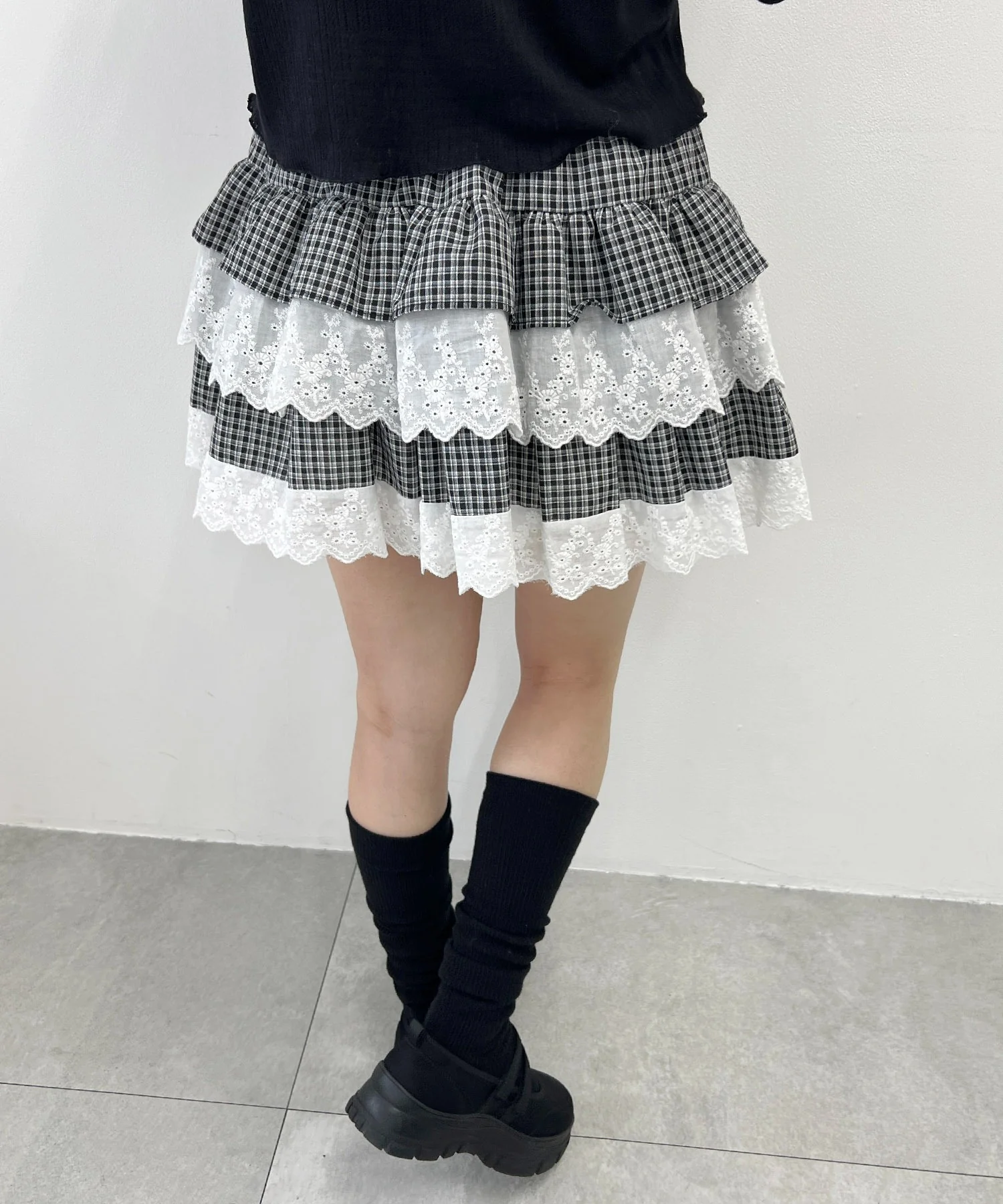 レースサンドチェックミニスカート - Image 12