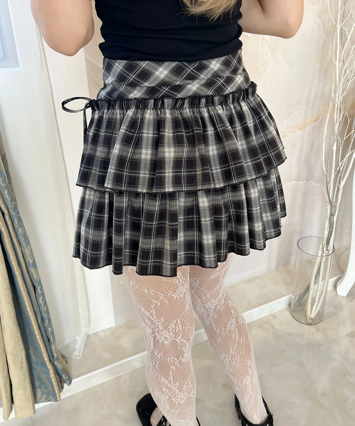 ダブルリボンチェックミニスカート - Image 12