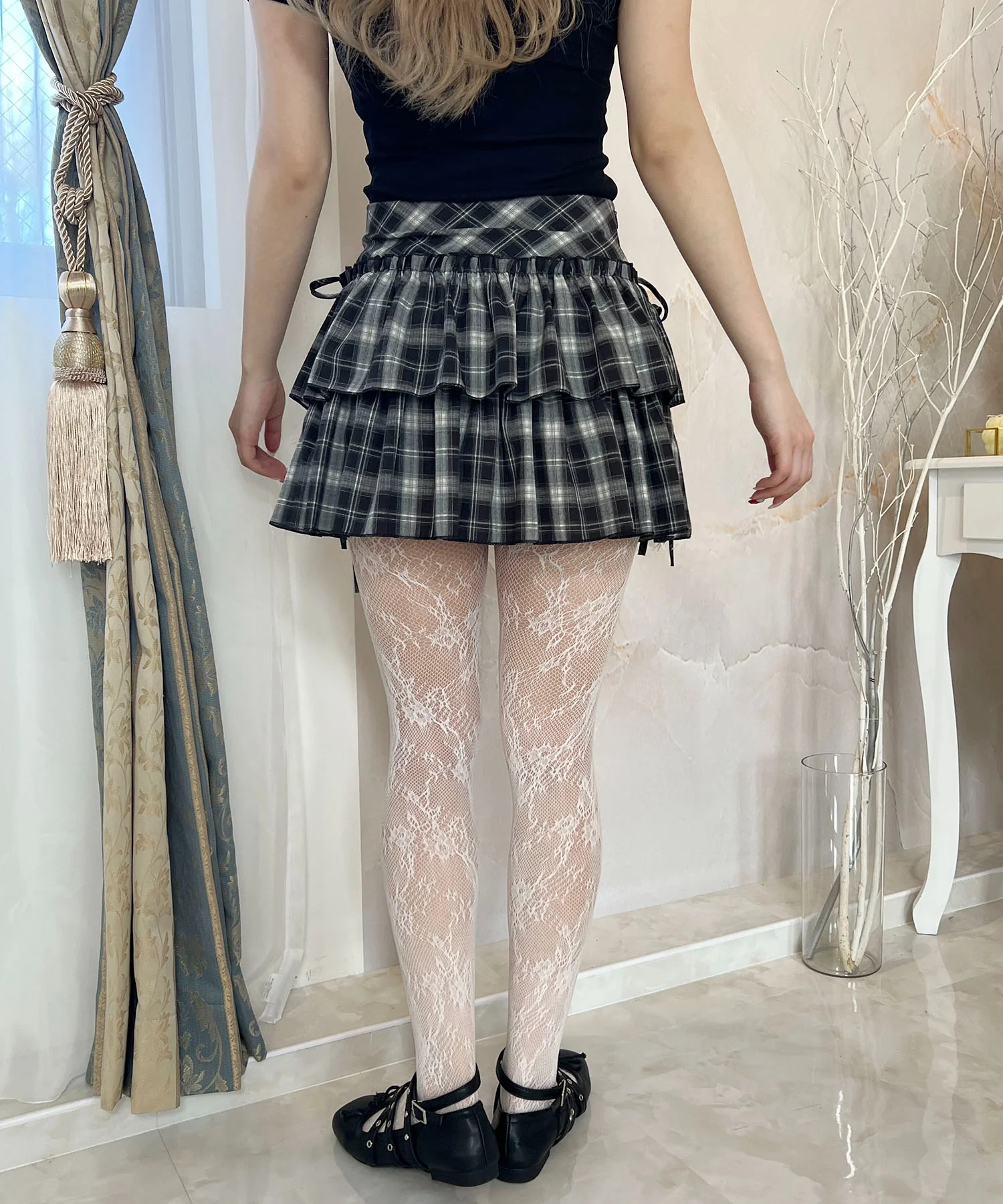 ダブルリボンチェックミニスカート - Image 16