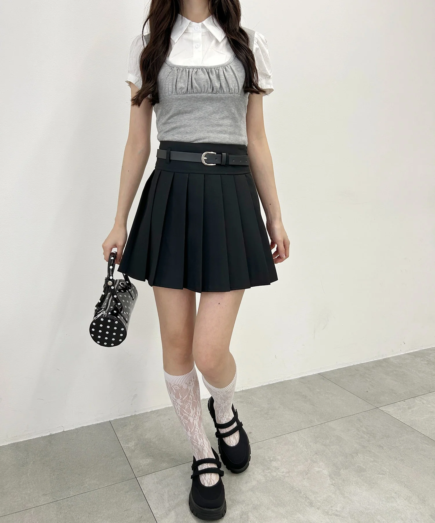 ベルト付き切り替えプリーツミニスカート - Image 13