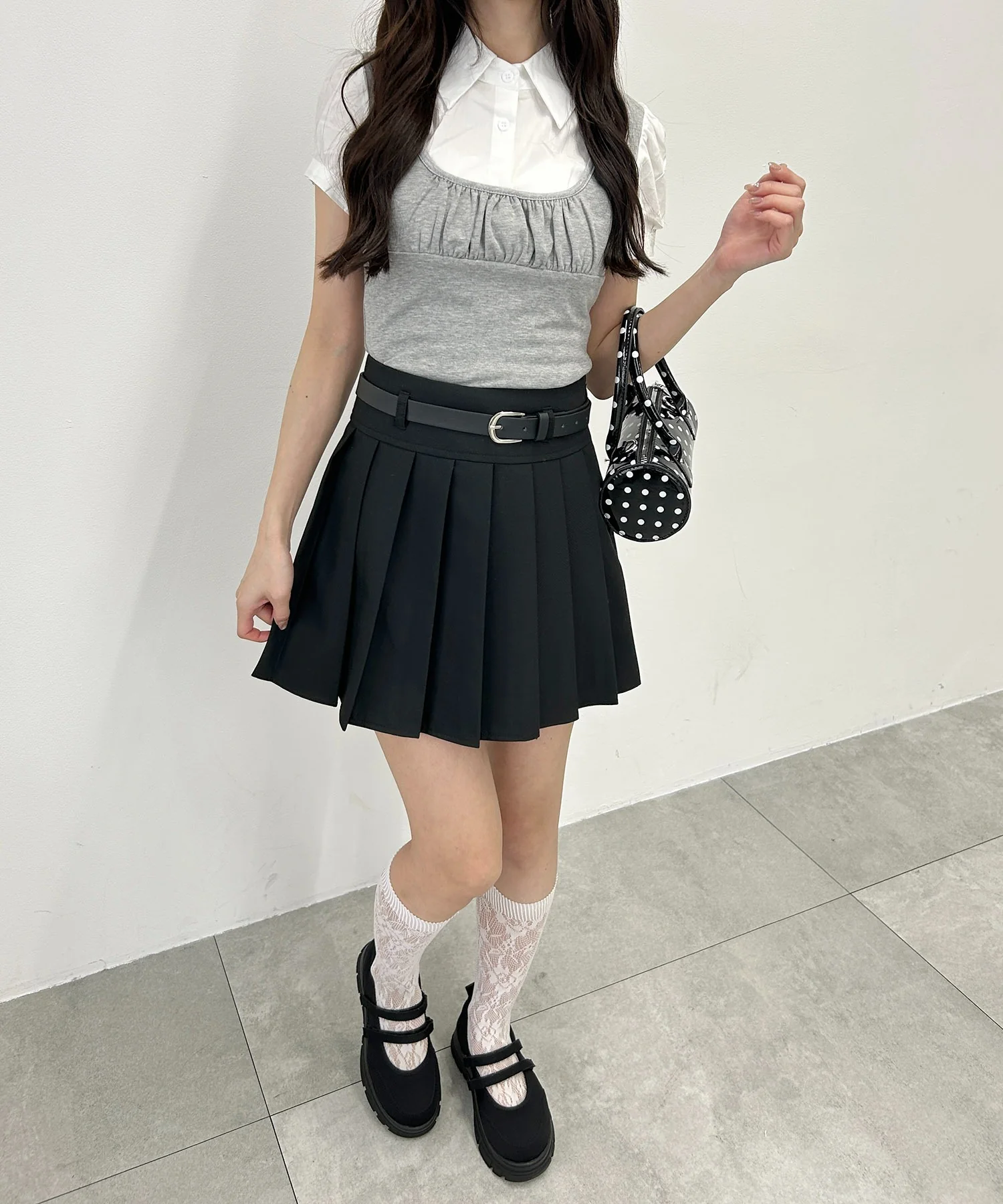 ベルト付き切り替えプリーツミニスカート - Image 14