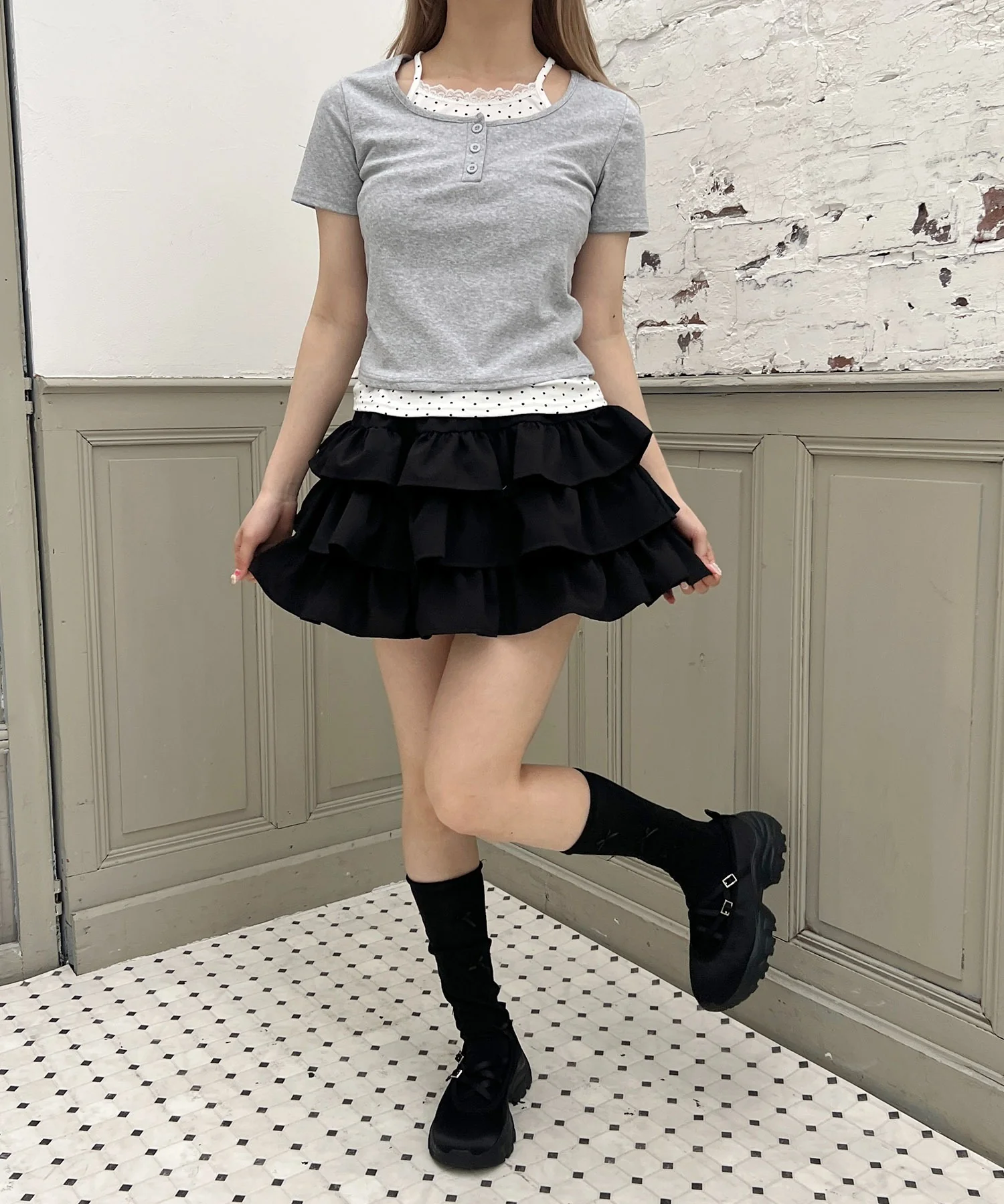 ドットキャミレイヤードTシャツ - Image 12