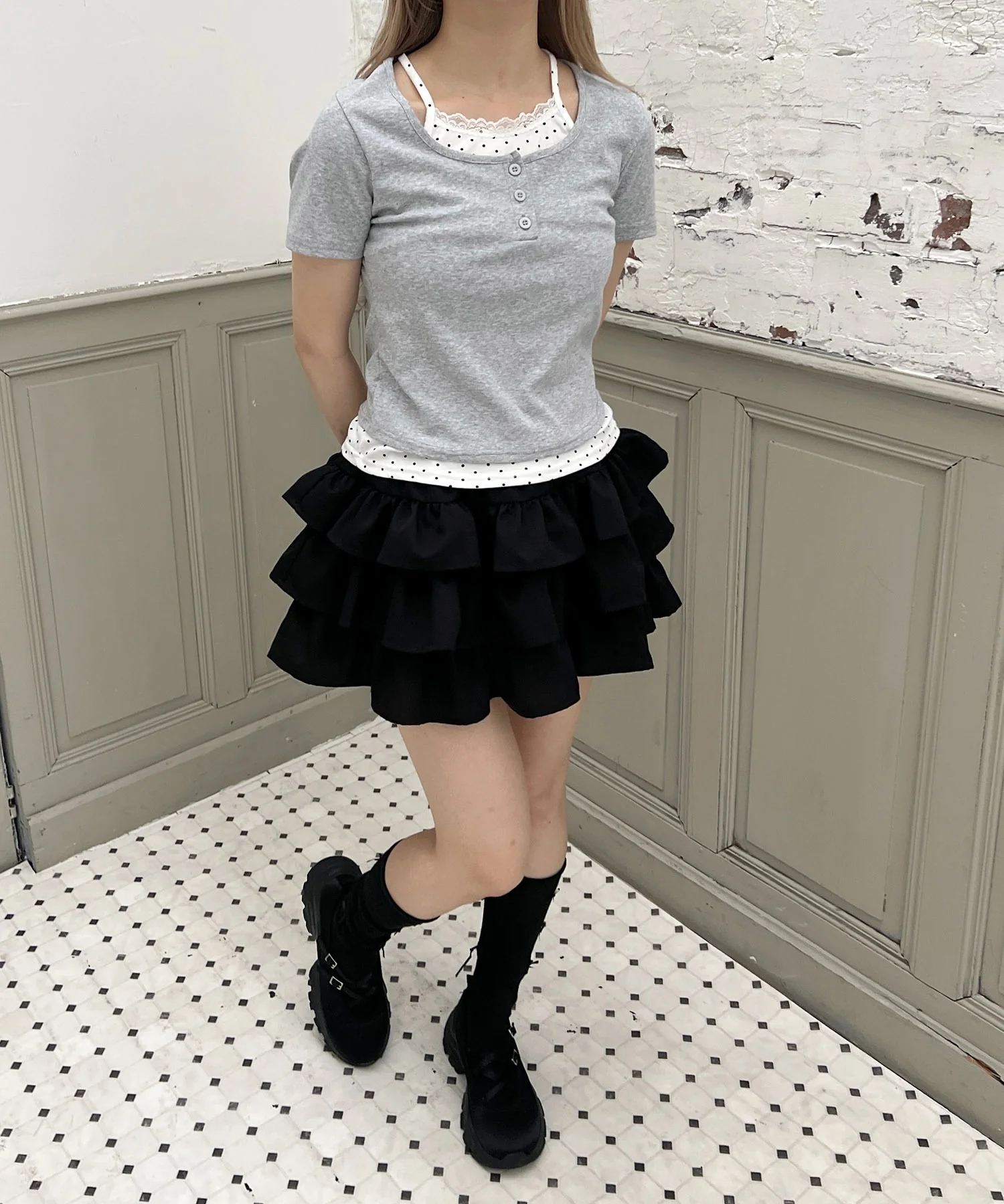 ドットキャミレイヤードTシャツ - Image 13