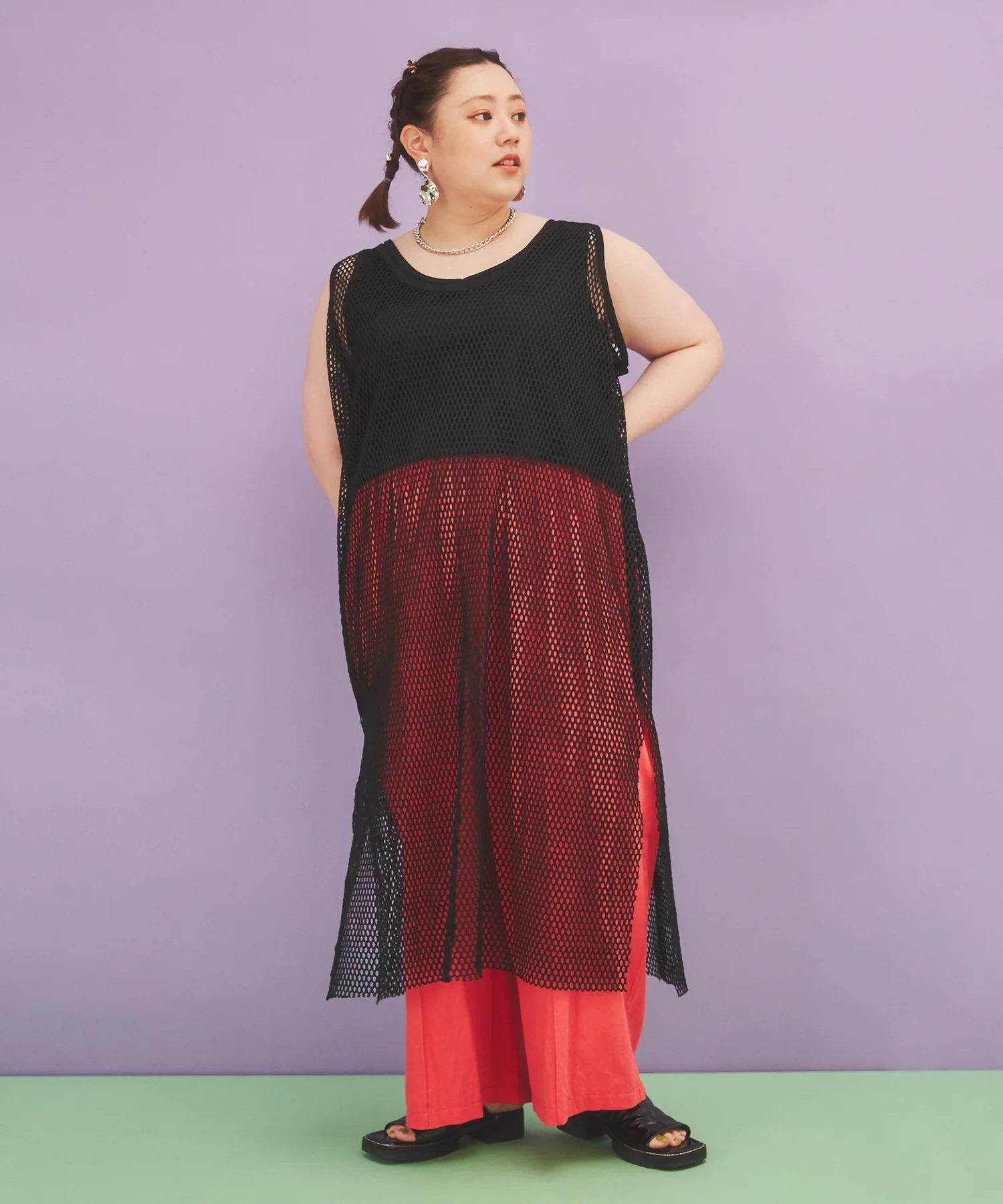 2WAYメッシュスリットワンピース - Image 4