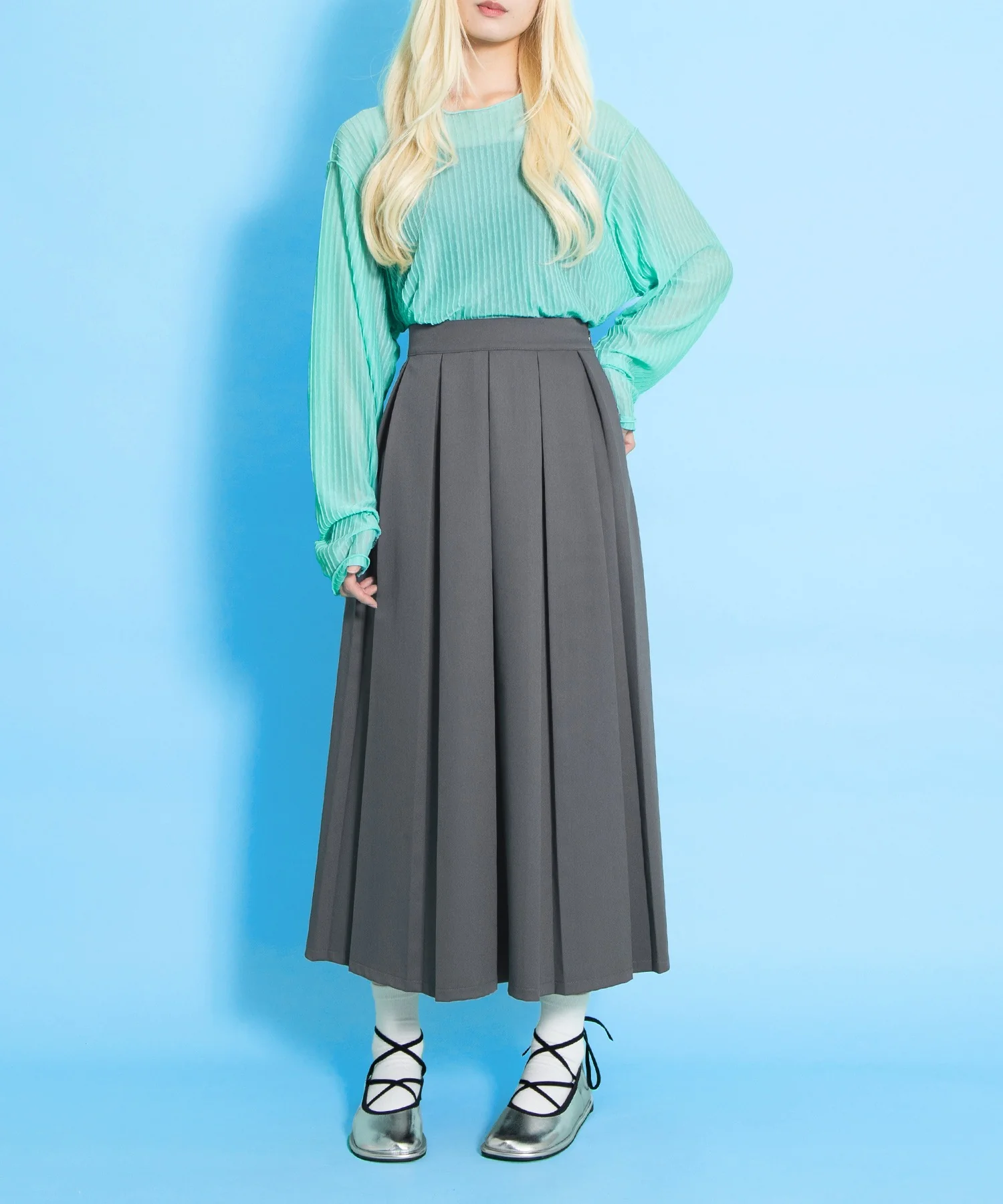 ボックスプリーツロングスカート - Image 10