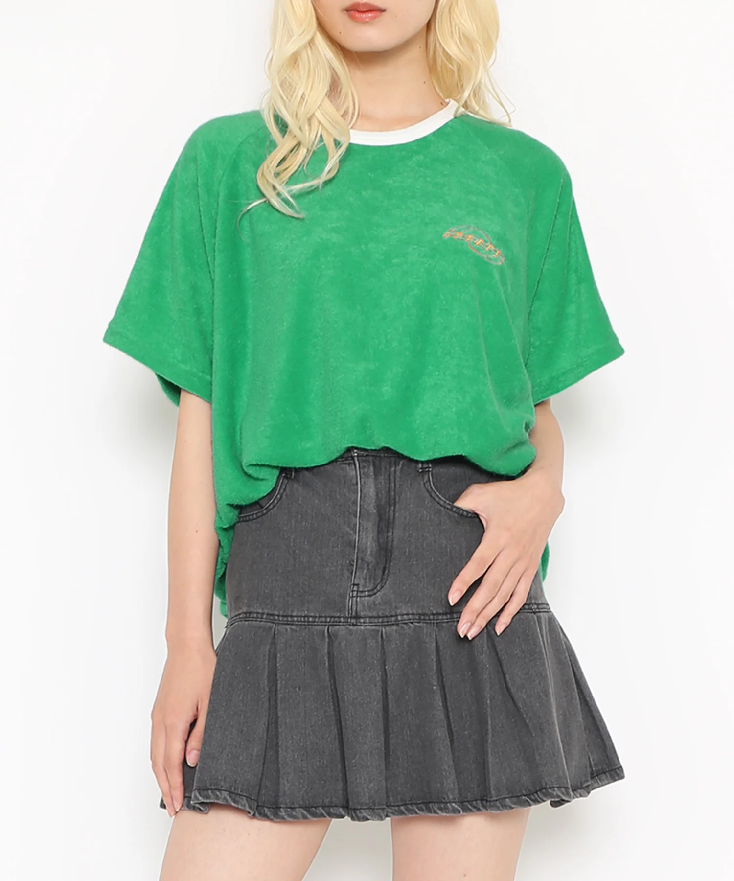 プリーツヘムデニムミニスカート - Image 5