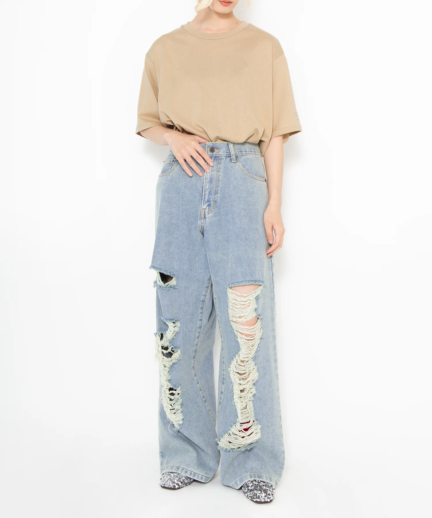 ダメージデニムワイドパンツ - Image 10