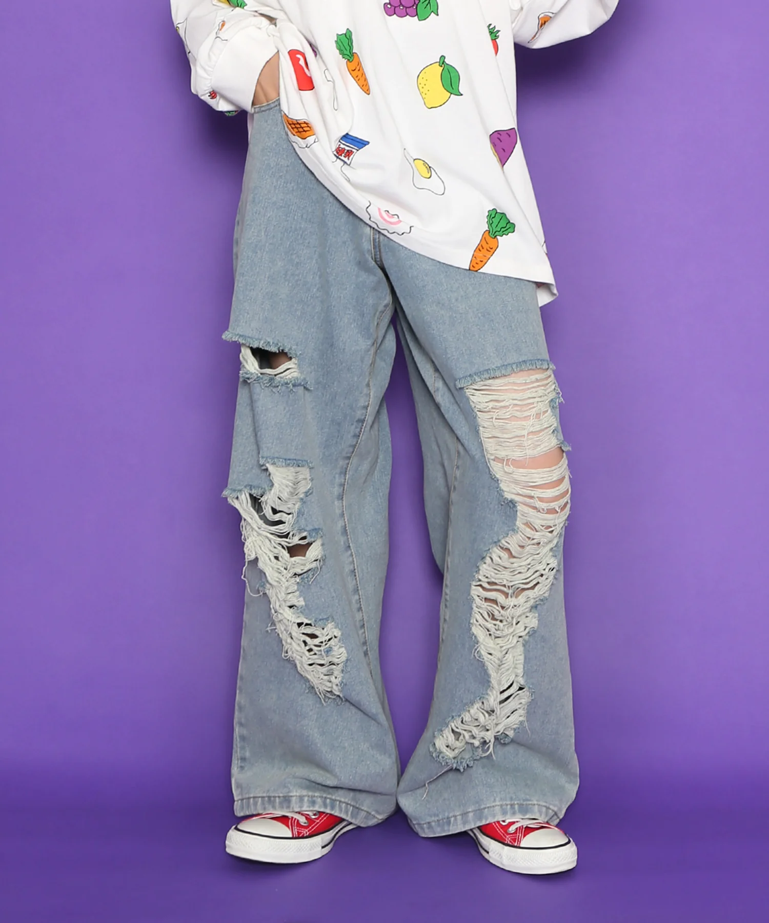 ダメージデニムワイドパンツ - Image 3