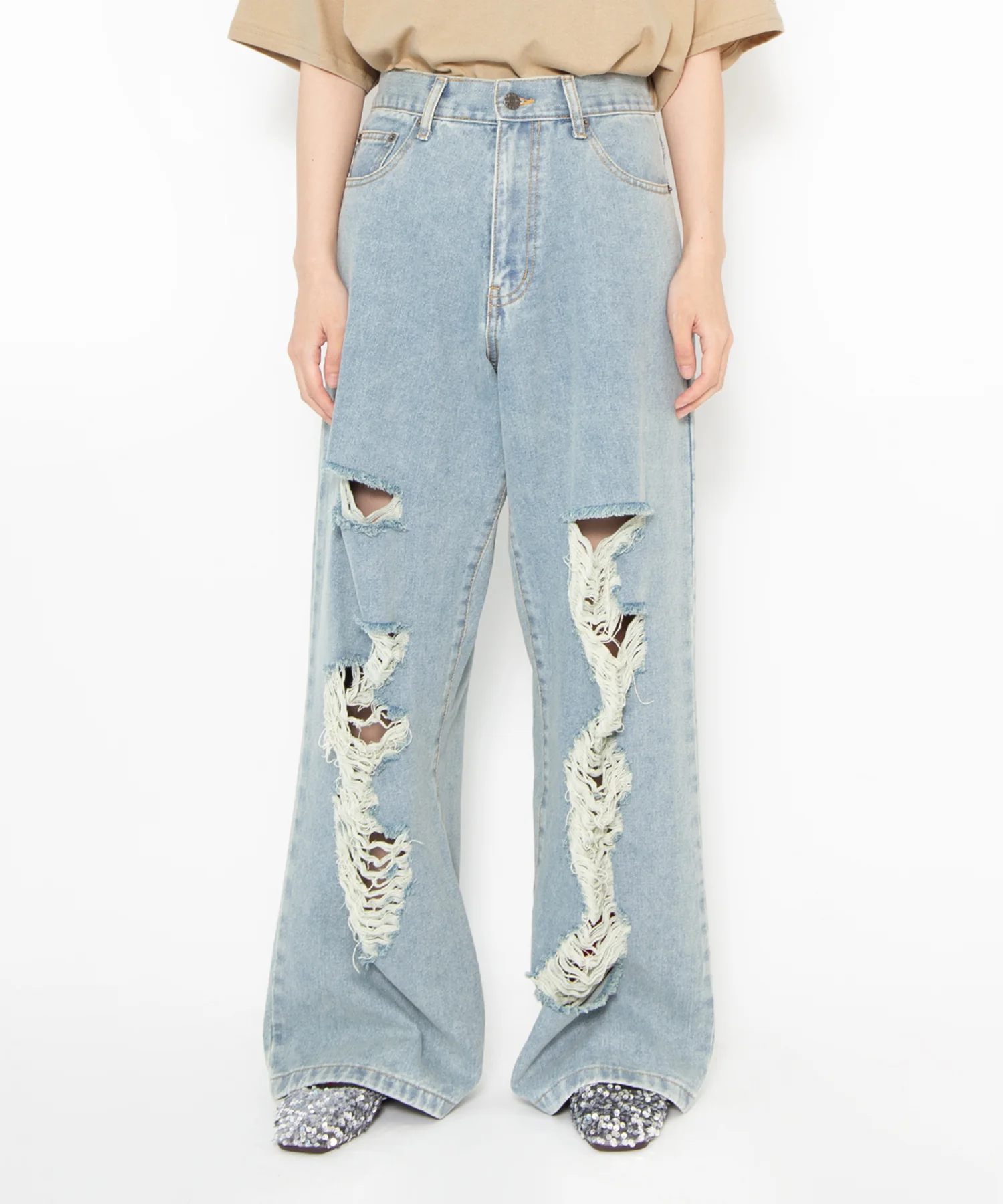 ダメージデニムワイドパンツ - Image 9