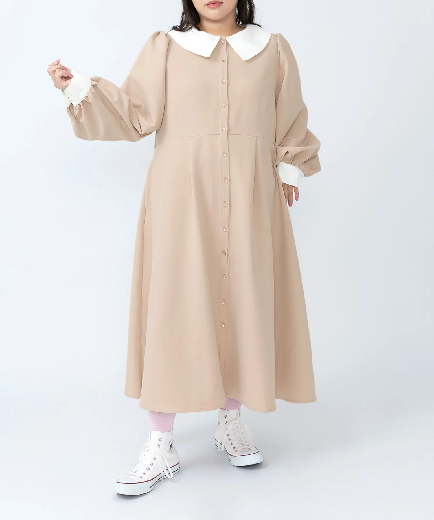 長袖パフスリーブワンピース - Image 2