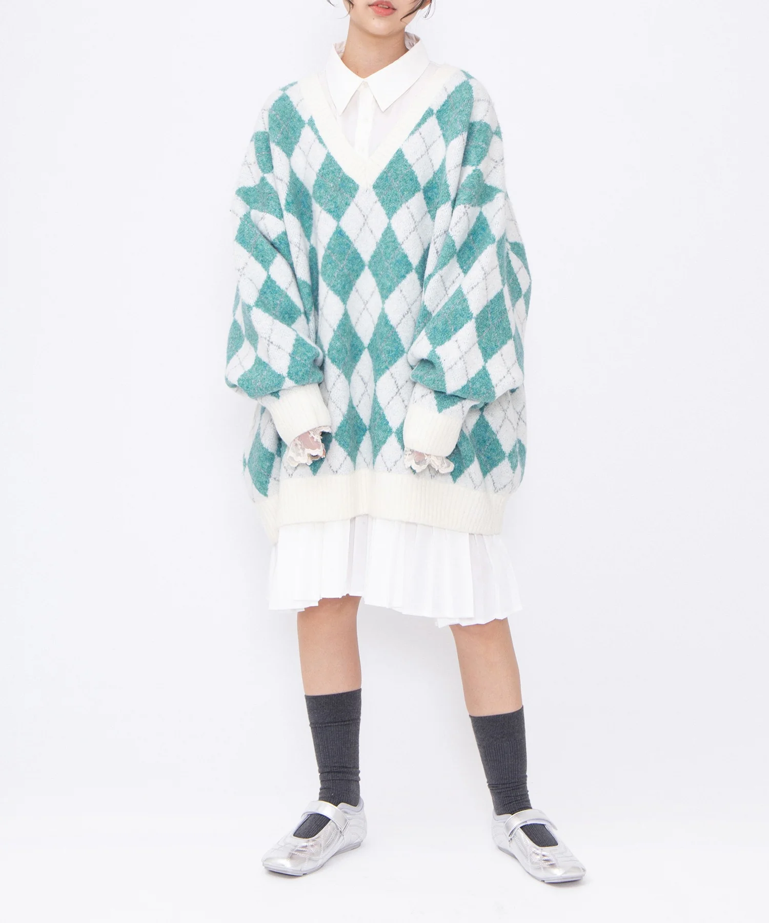 アーガイルVネックニット - Image 6