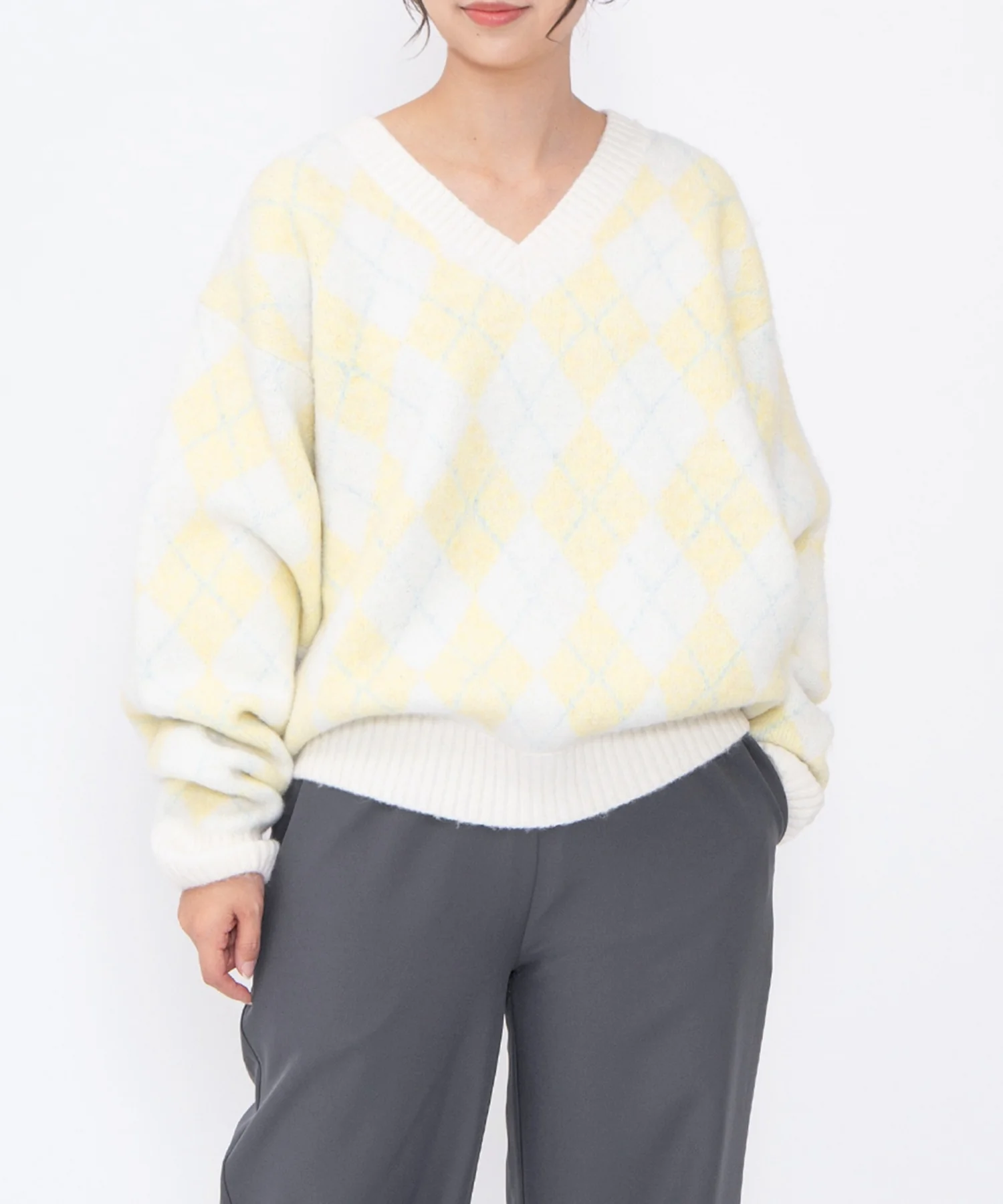 アーガイルVネックニット - Image 9