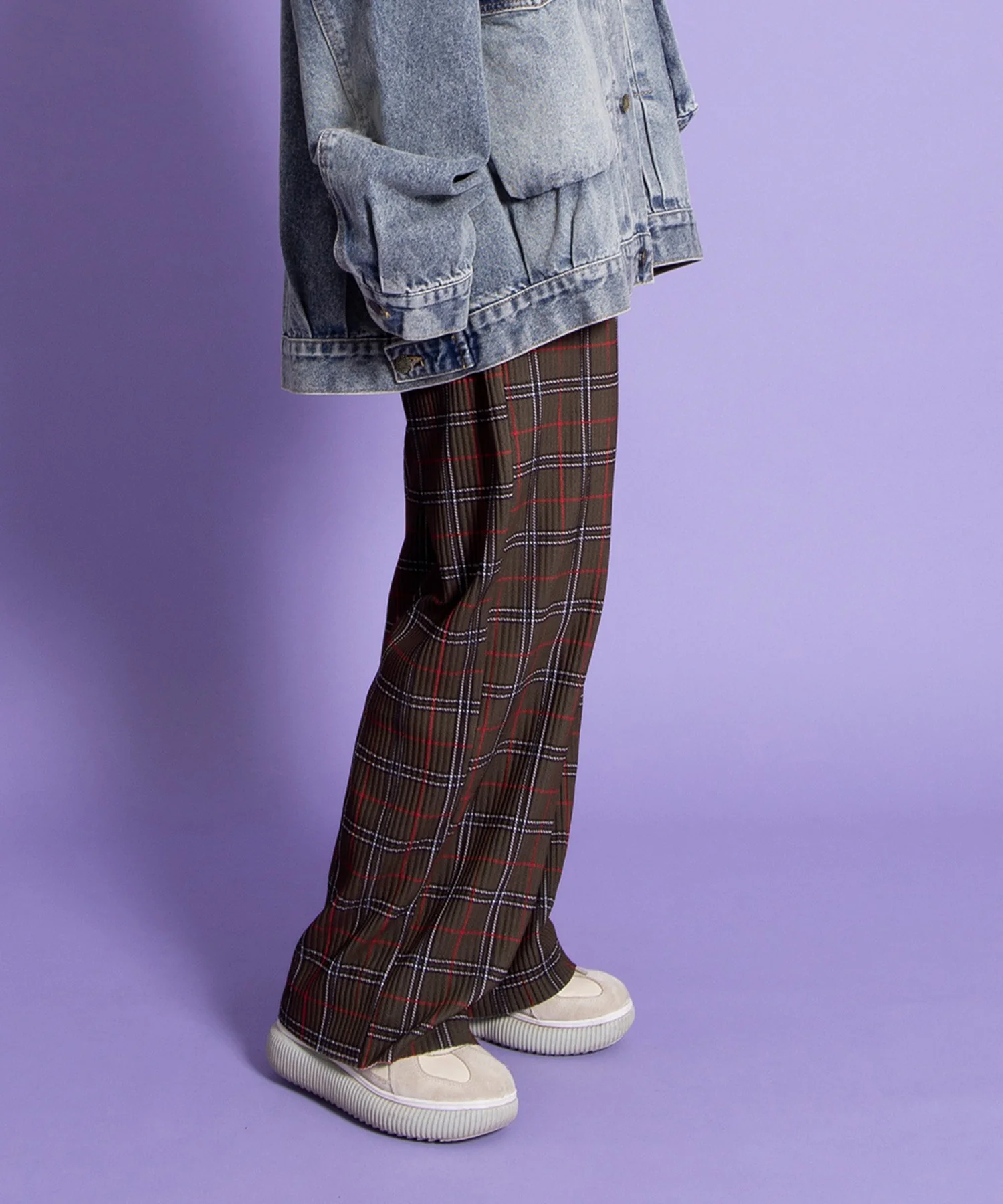 セルフカットチェックプリーツパンツ - Image 5