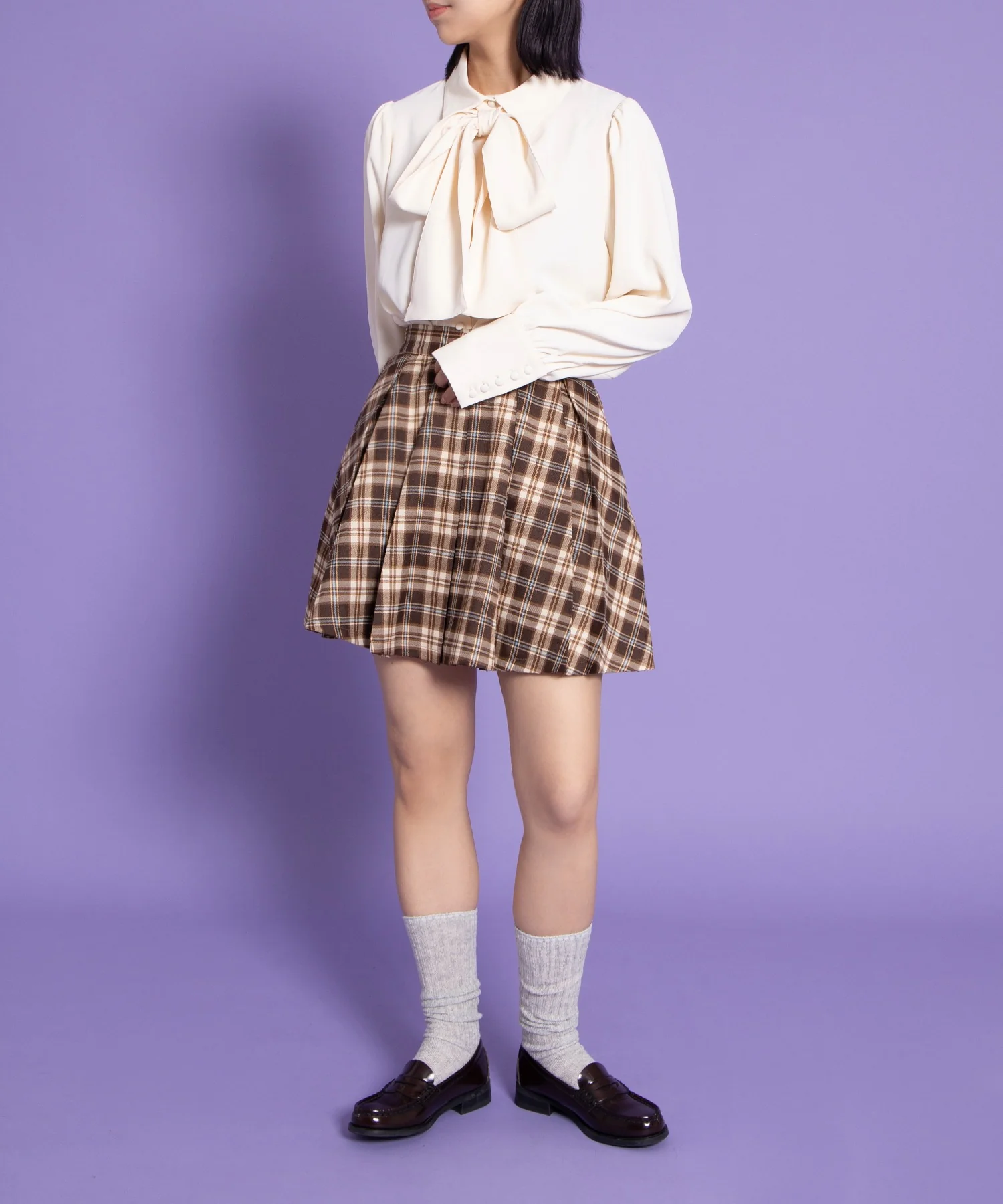 ボックスプリーツチェックミニスカート - Image 10