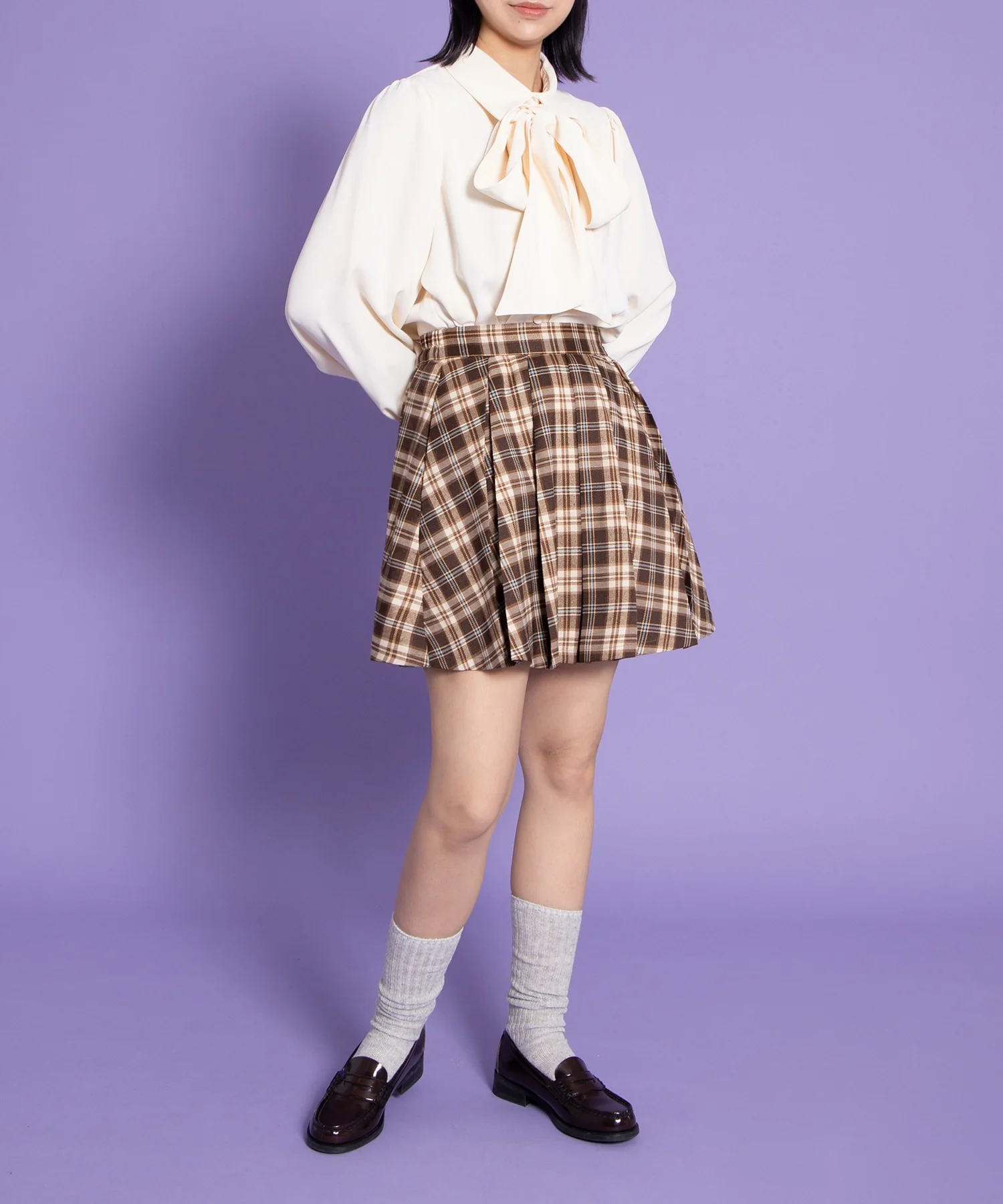 ボックスプリーツチェックミニスカート - Image 11