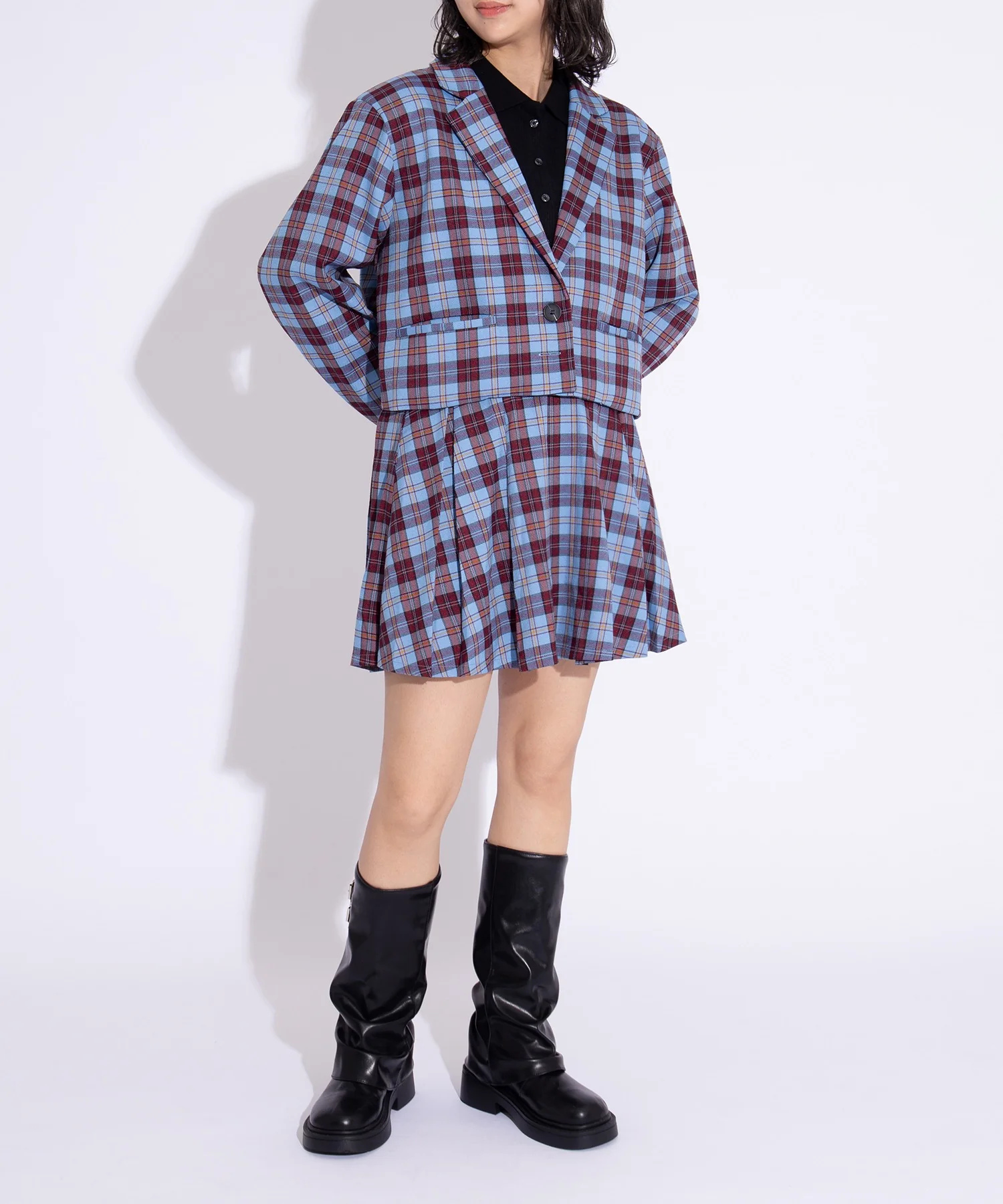 ボックスプリーツチェックミニスカート - Image 13