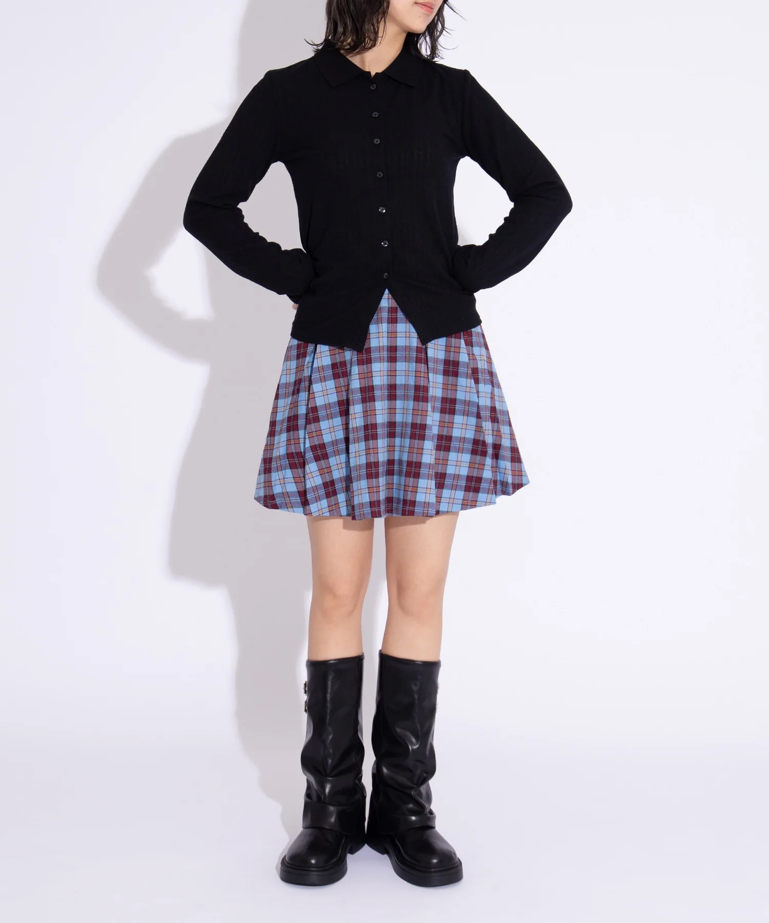 ボックスプリーツチェックミニスカート - Image 17