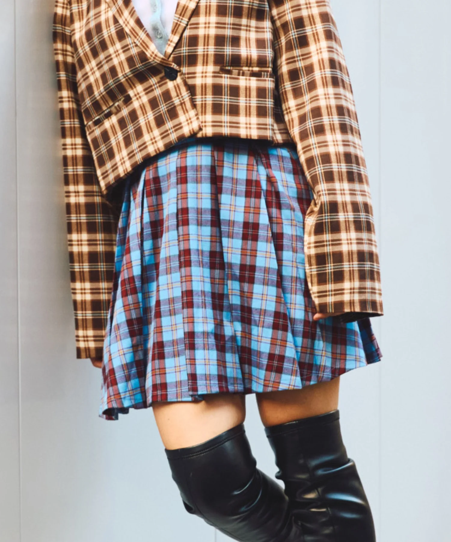 ボックスプリーツチェックミニスカート - Image 5