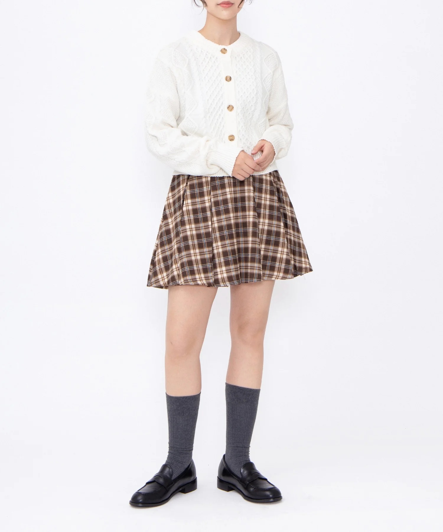 ボックスプリーツチェックミニスカート - Image 6
