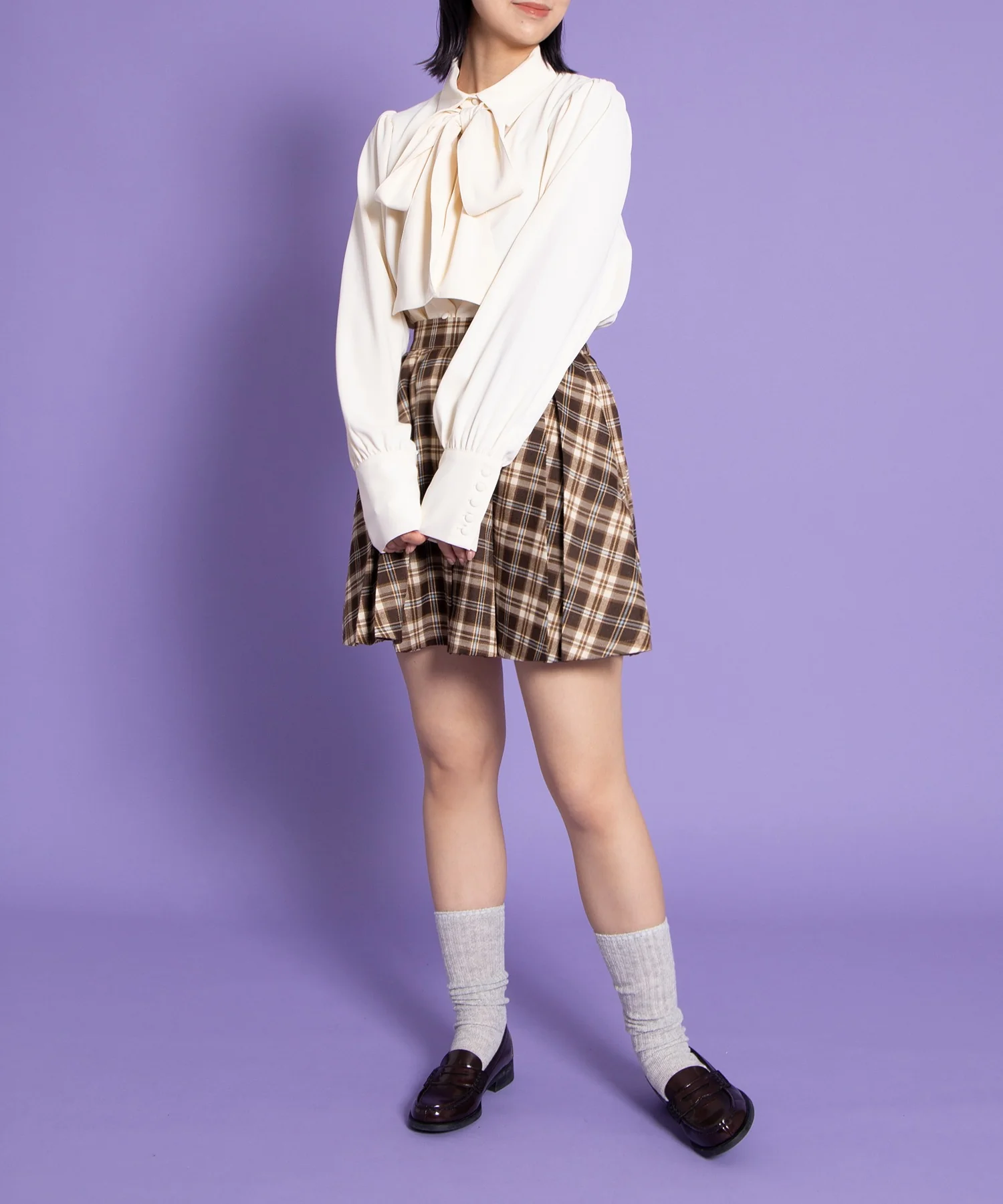 ボックスプリーツチェックミニスカート - Image 9
