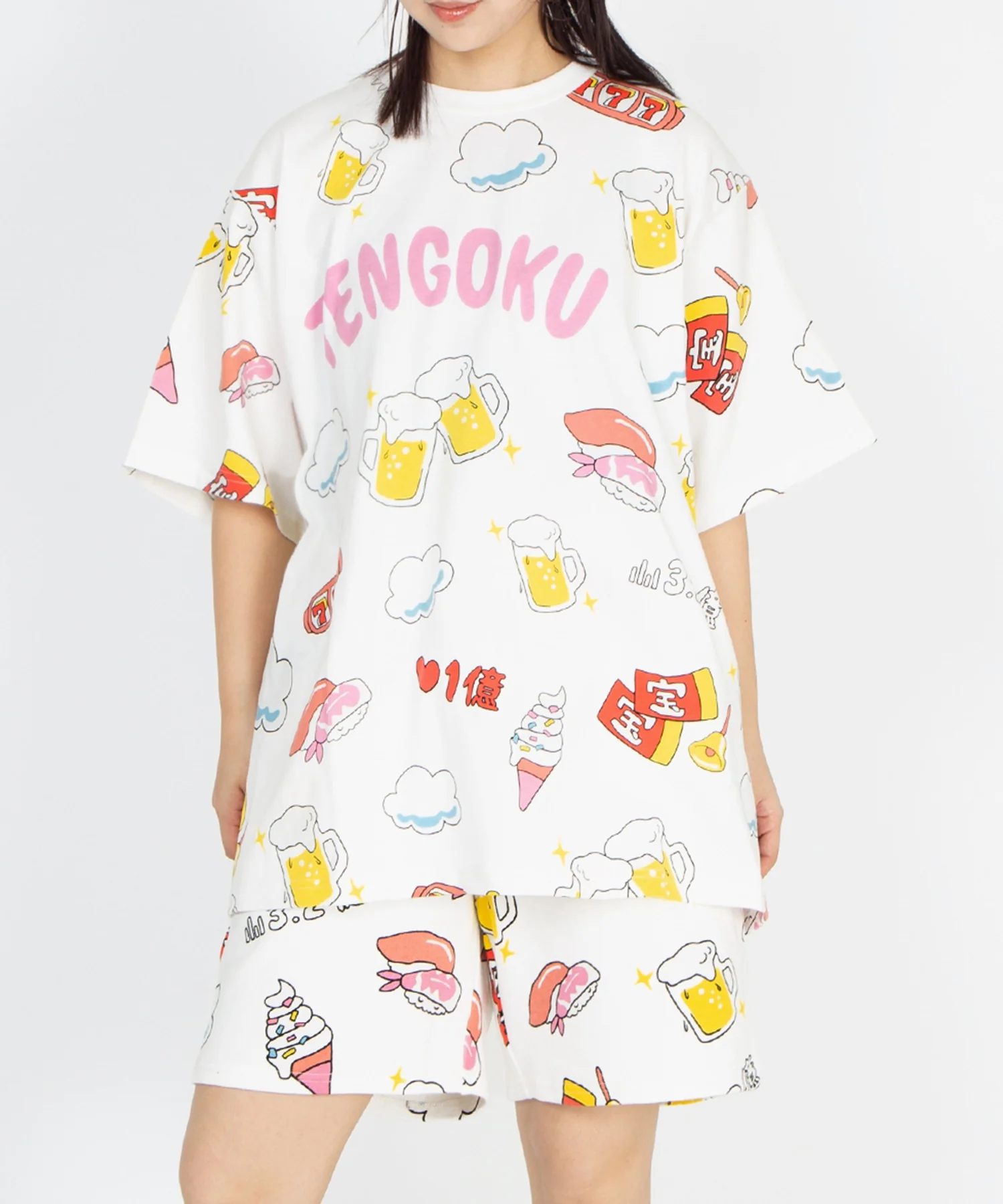 【新サイズ】天国と地獄総柄Tシャツ