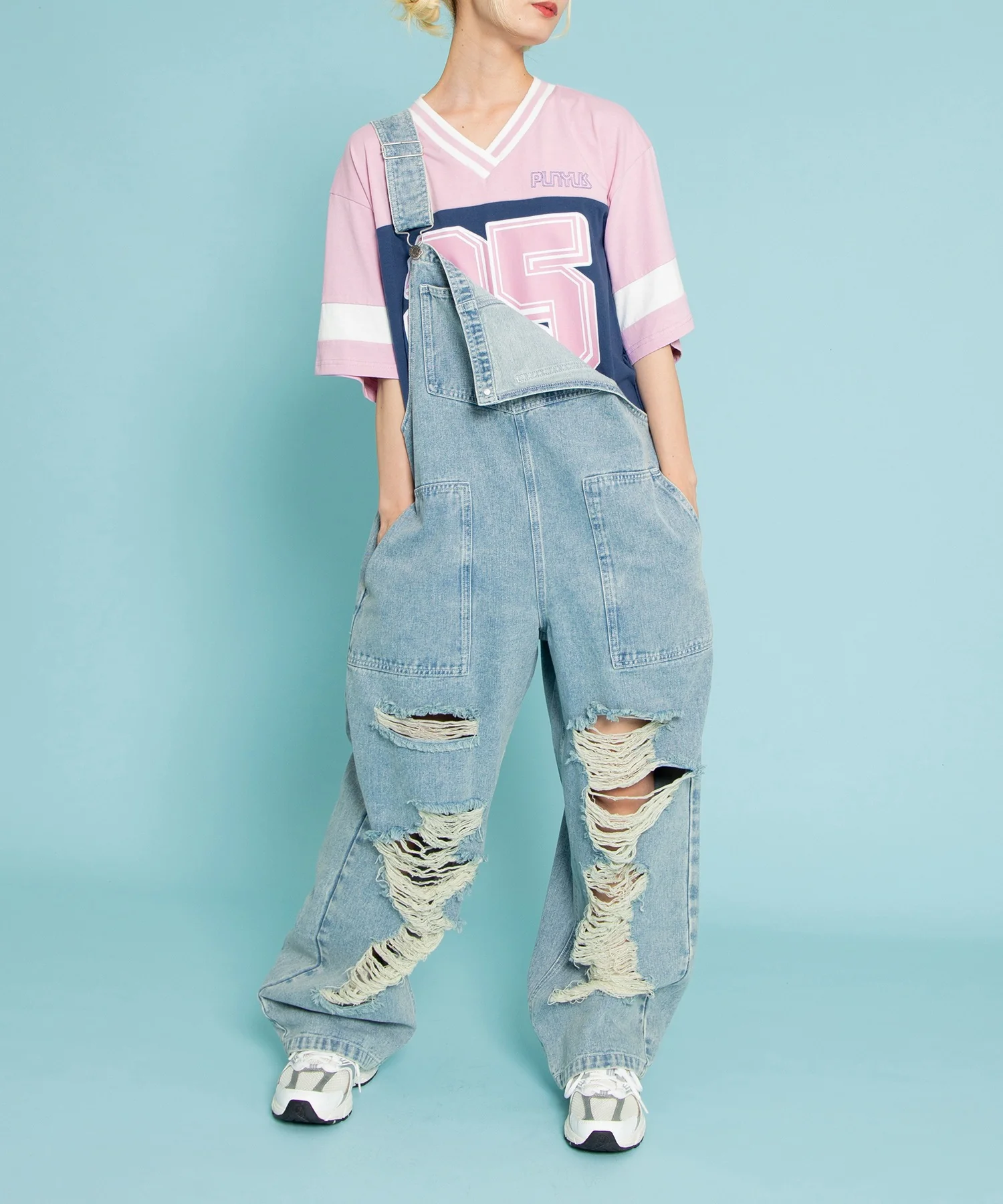 ダメージデニムオーバーオール - Image 11