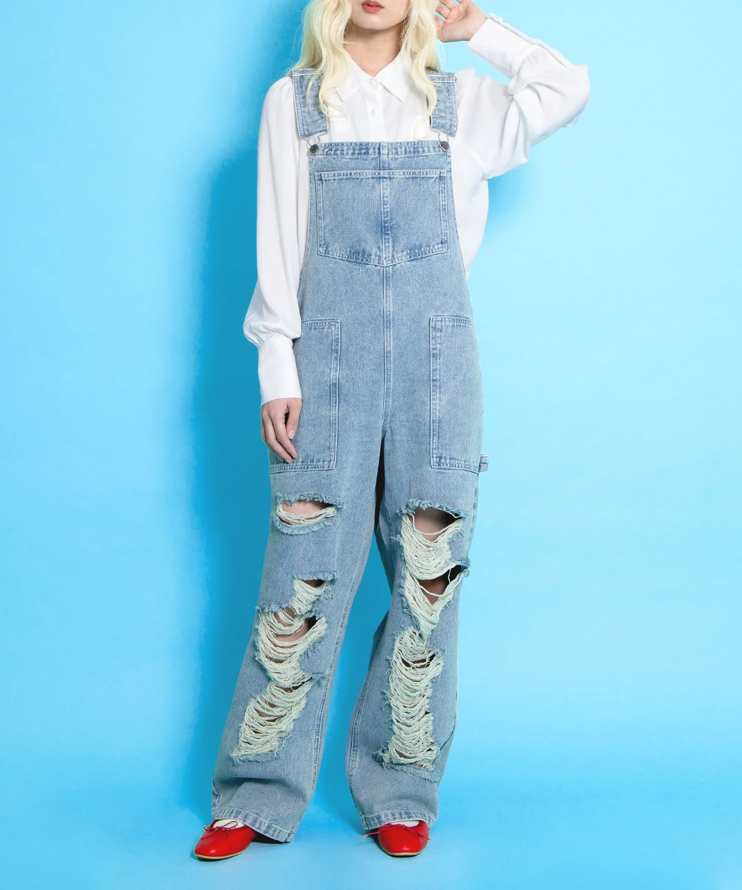 ダメージデニムオーバーオール - Image 18