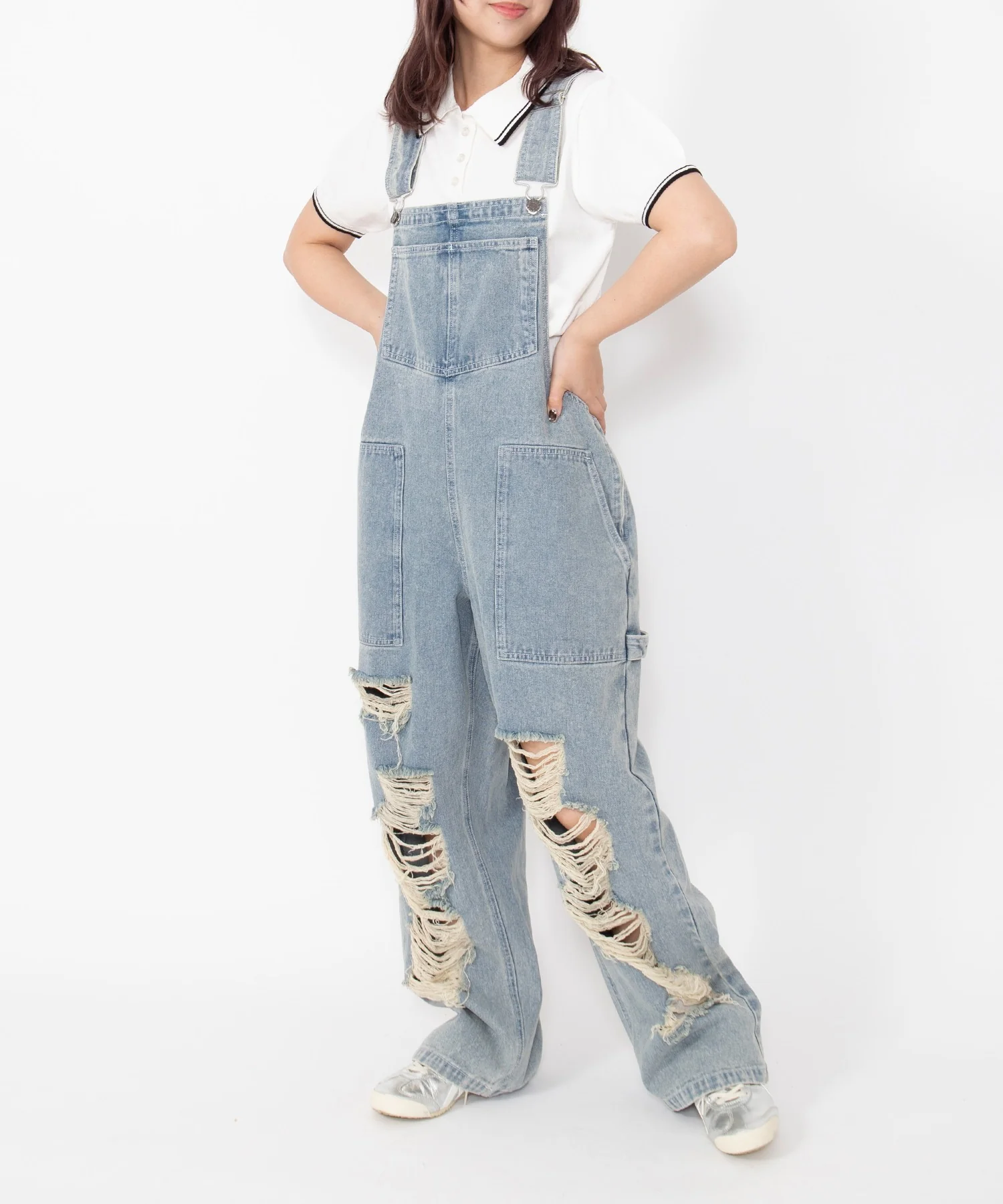 ダメージデニムオーバーオール - Image 4