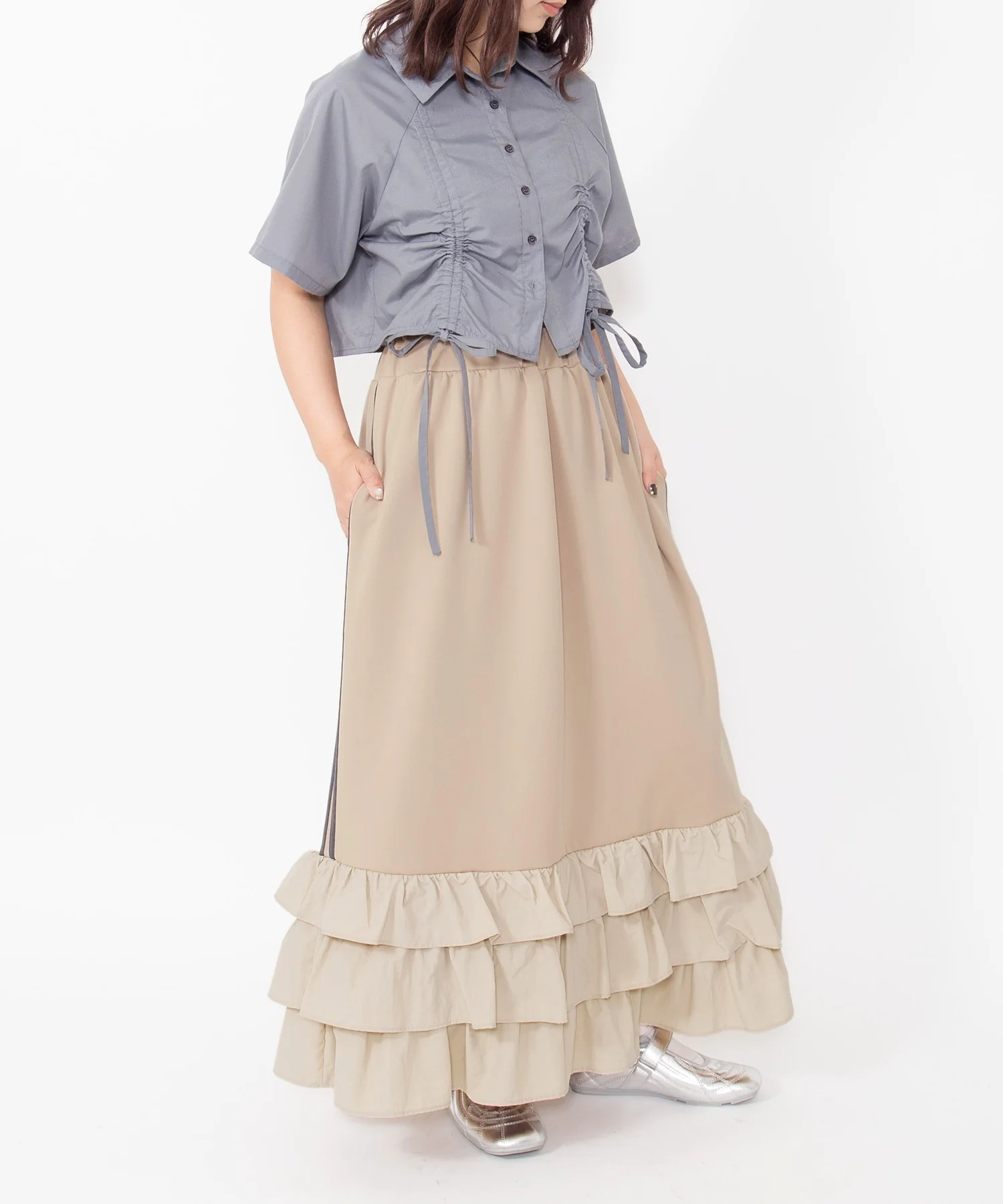 フリルティアードジャージロングスカート - Image 10