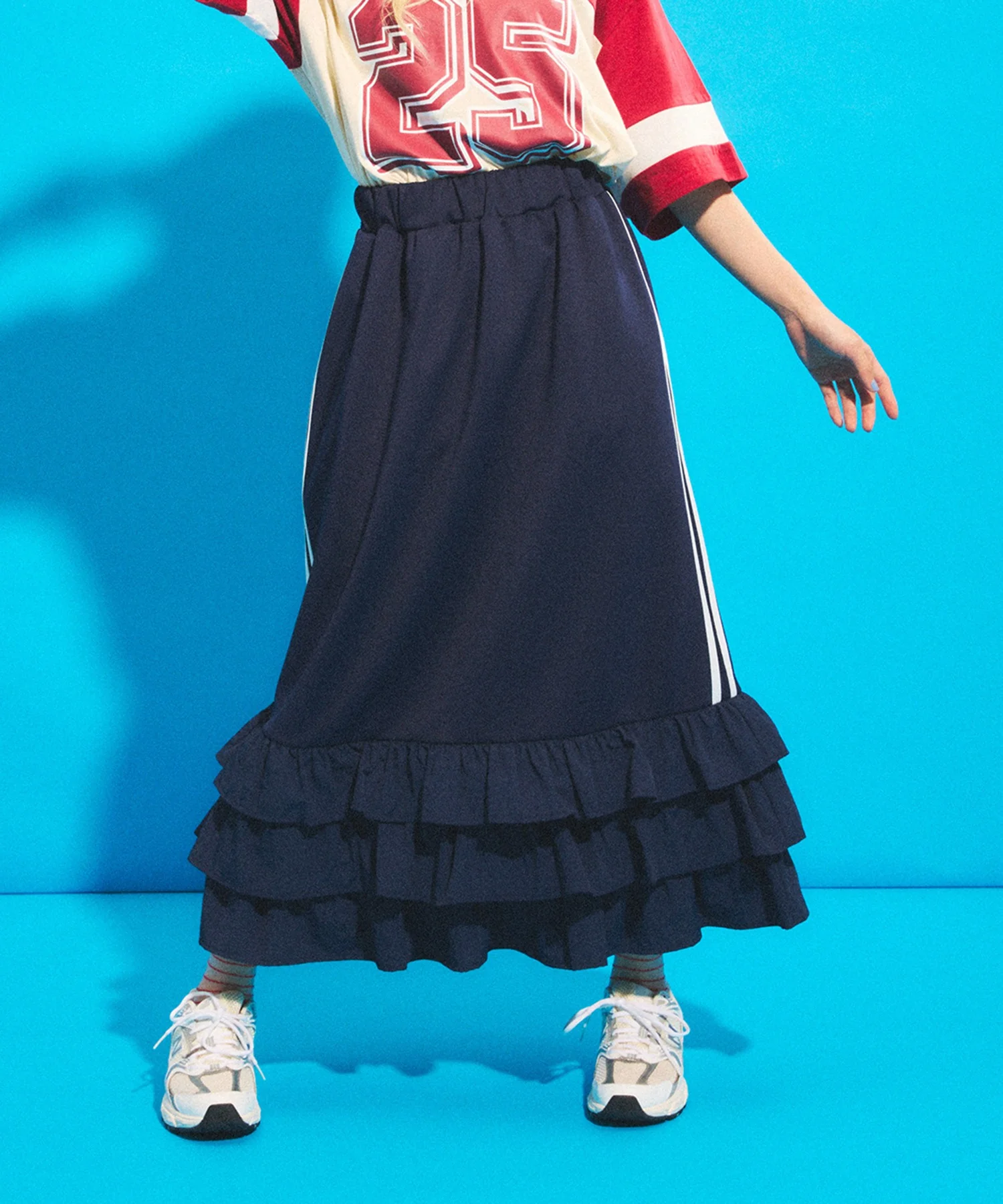 フリルティアードジャージロングスカート - Image 4