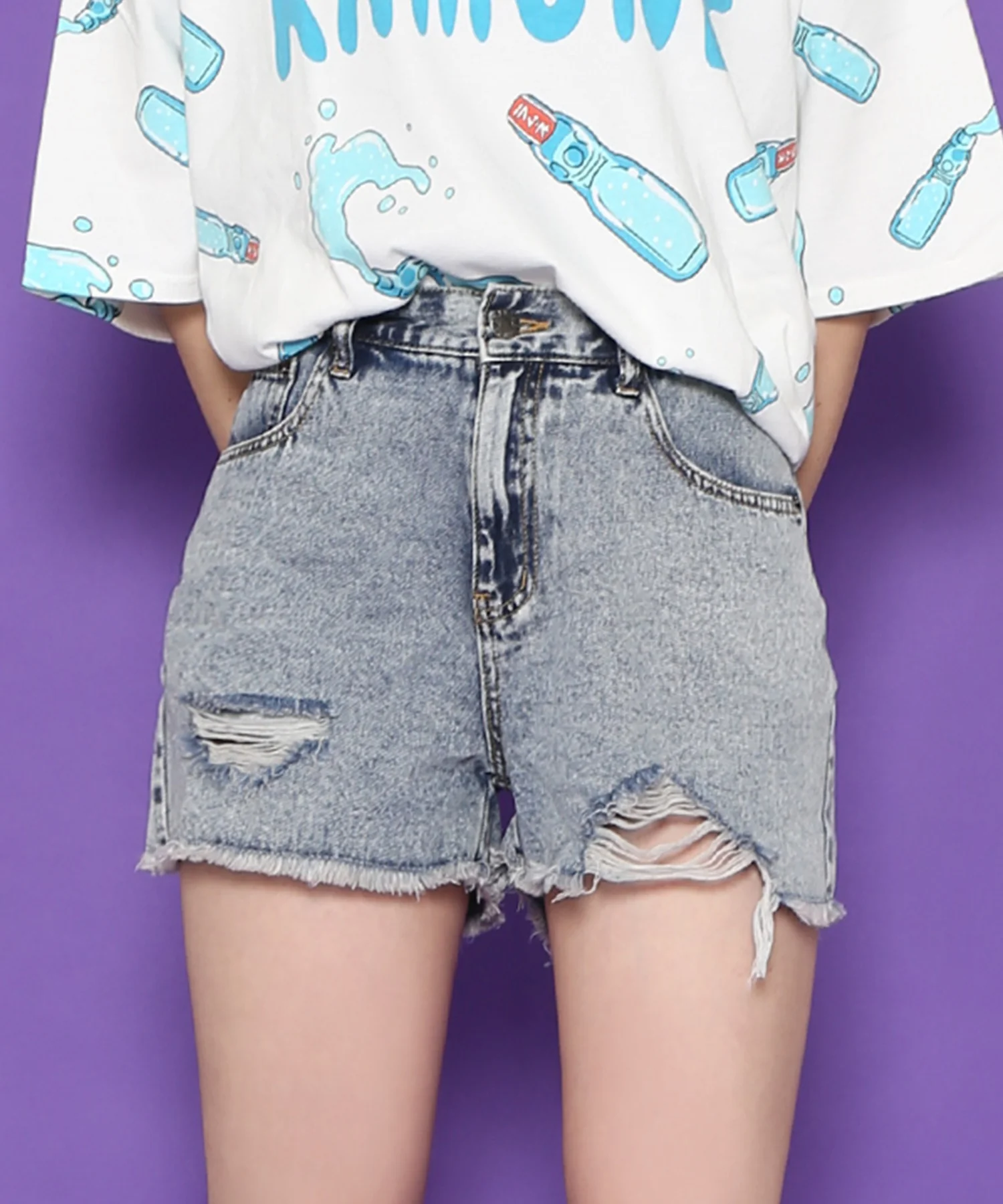 ダメージデニムショートパンツ - Image 3