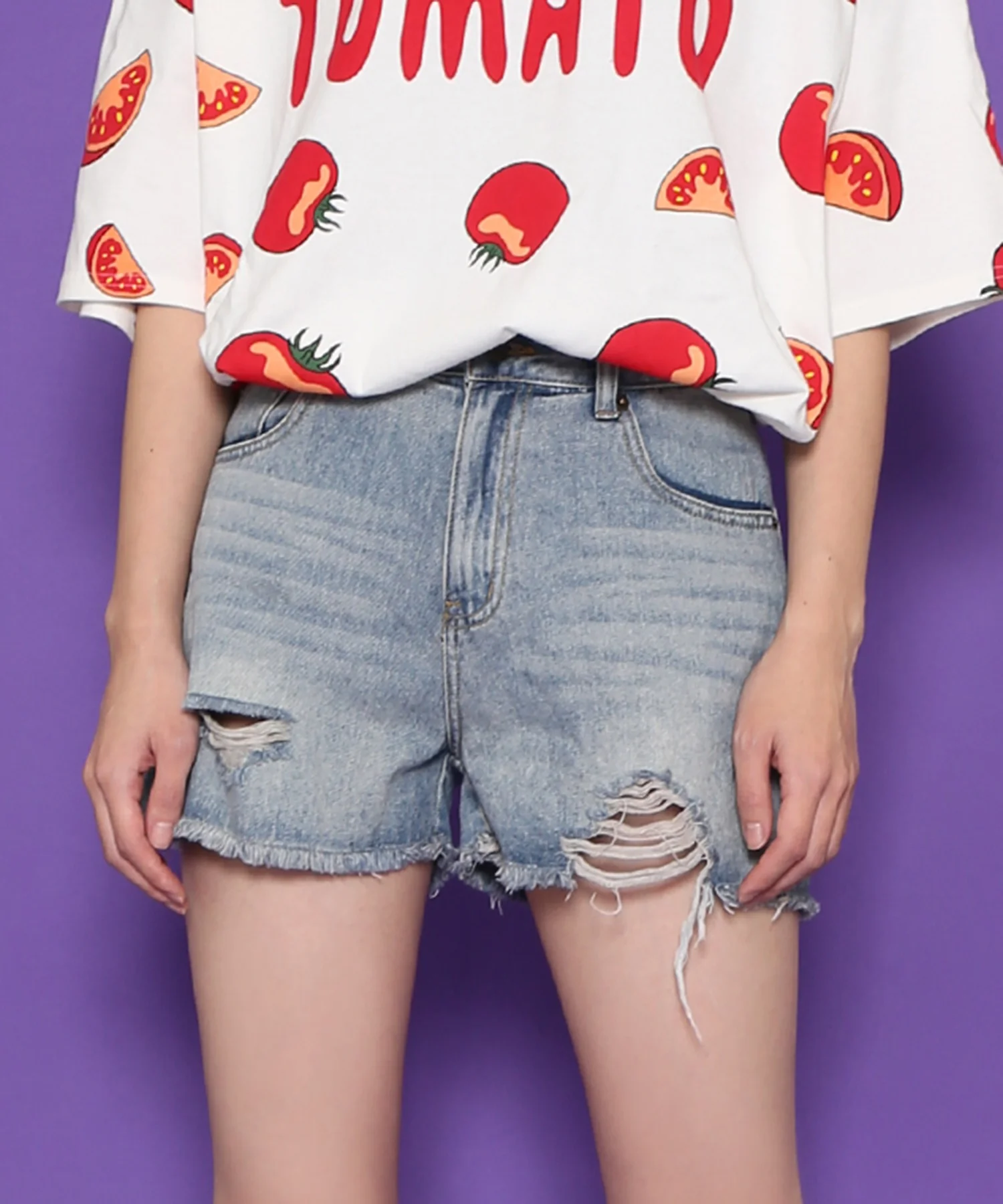 ダメージデニムショートパンツ - Image 4