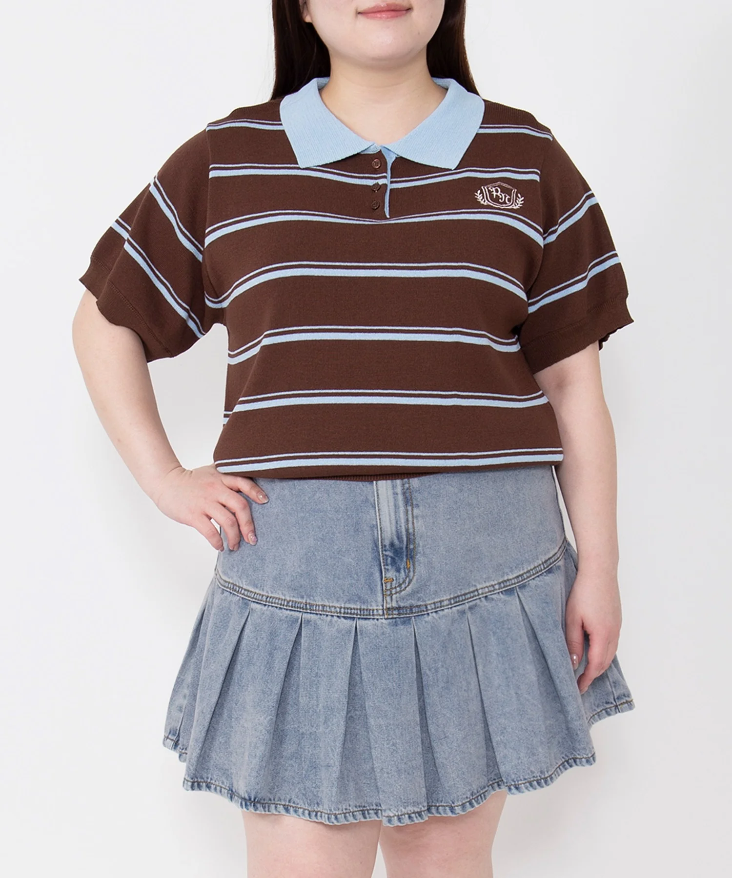 半袖ボーダーポロニット - Image 12