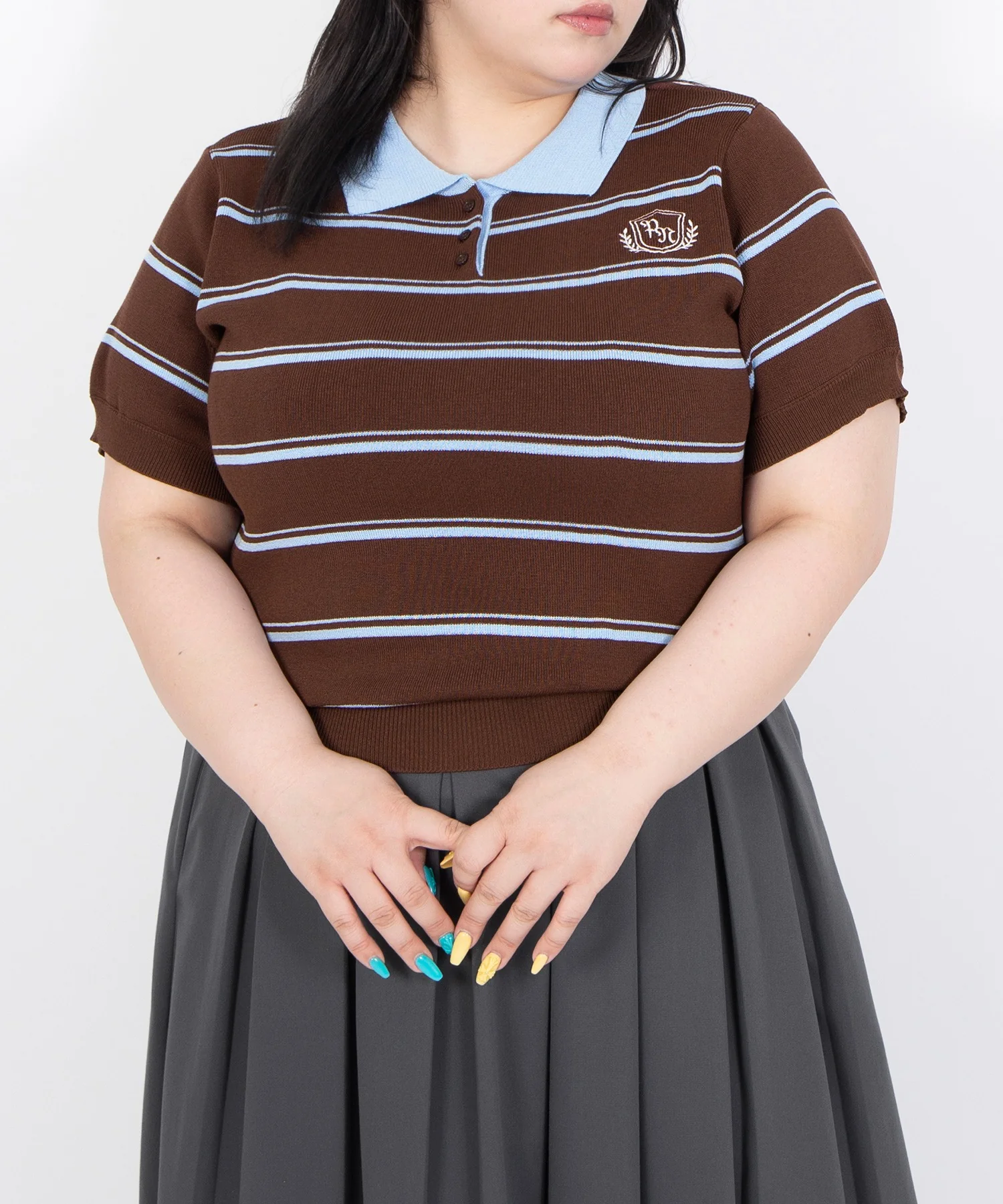 半袖ボーダーポロニット - Image 17
