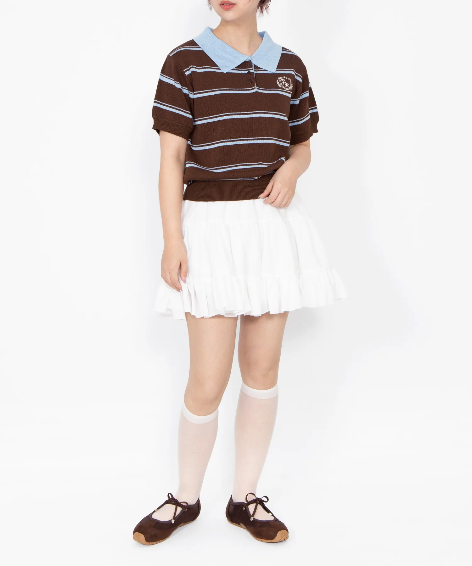 半袖ボーダーポロニット - Image 6