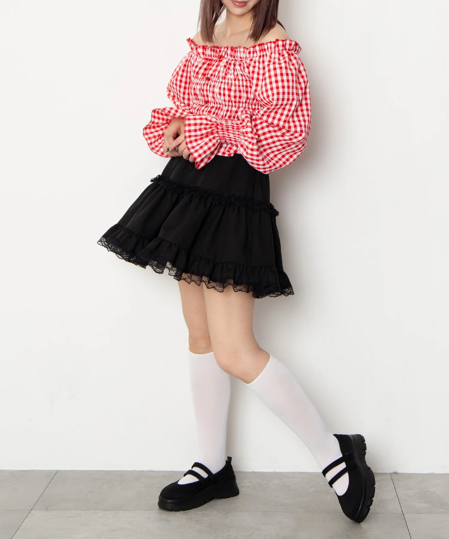 裾レースフレアミニスカート - Image 5