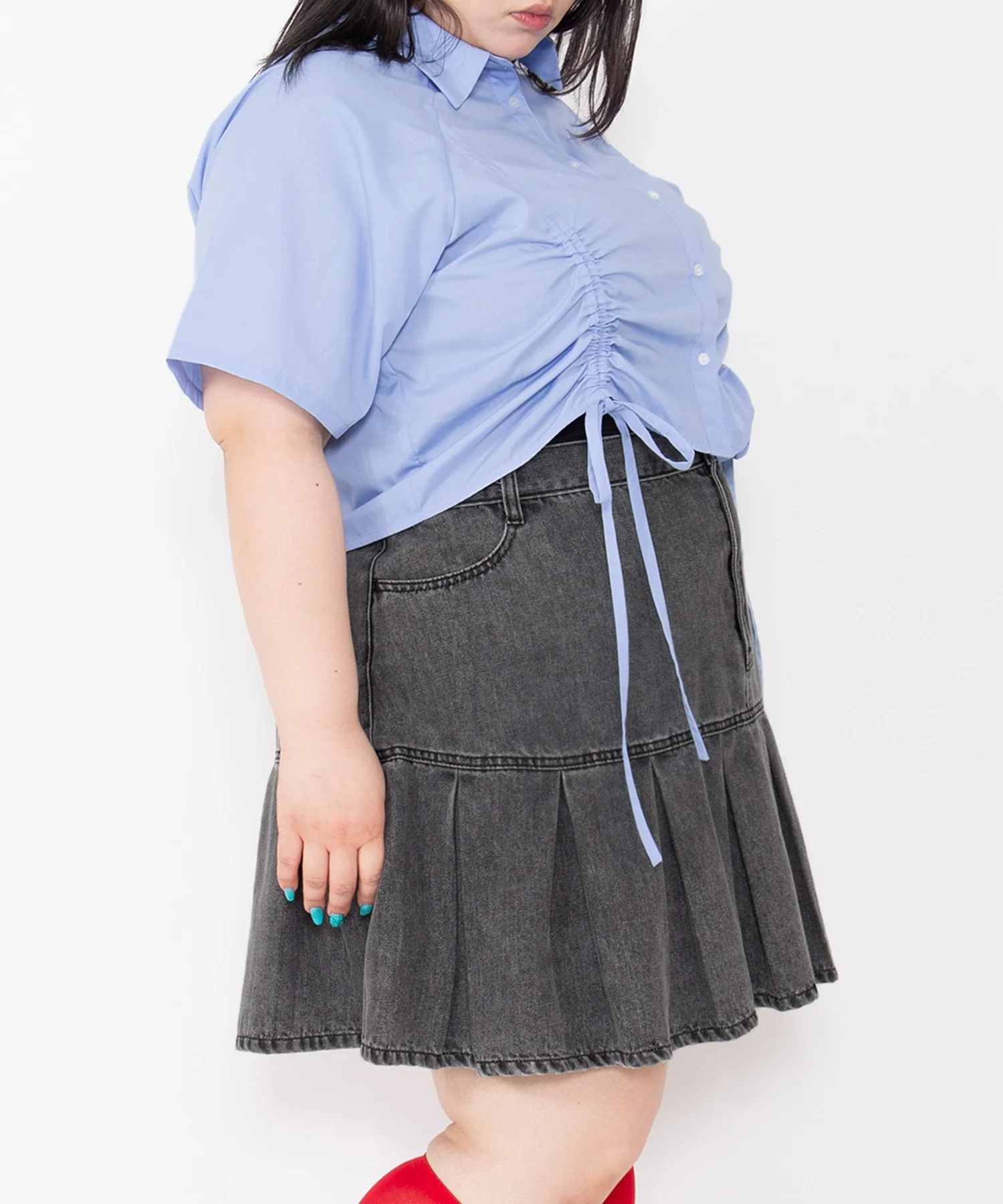 プリーツヘムデニムミニスカート - Image 12