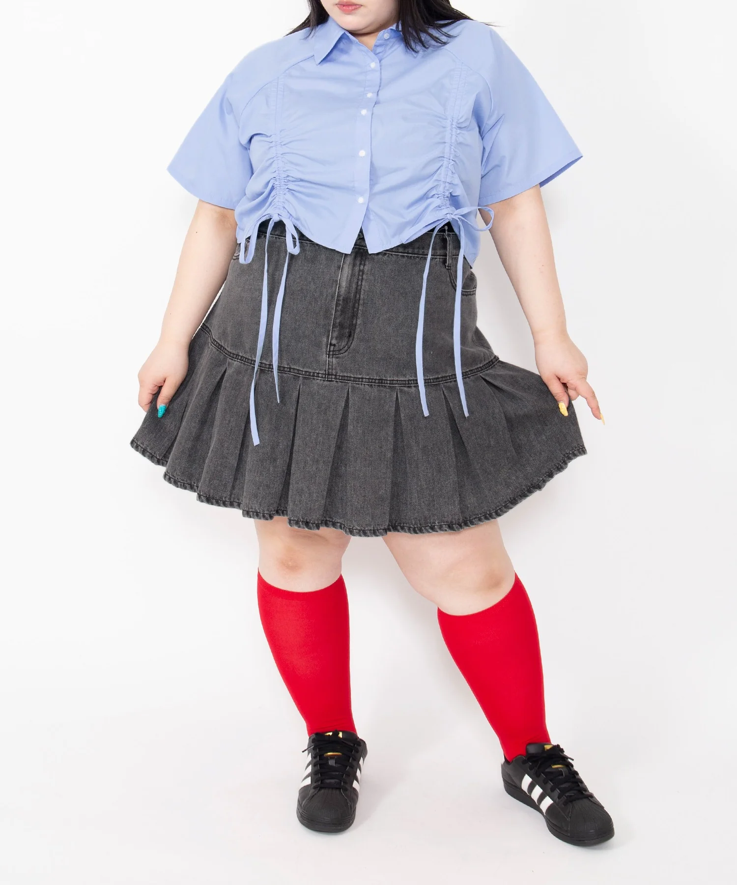 プリーツヘムデニムミニスカート - Image 13
