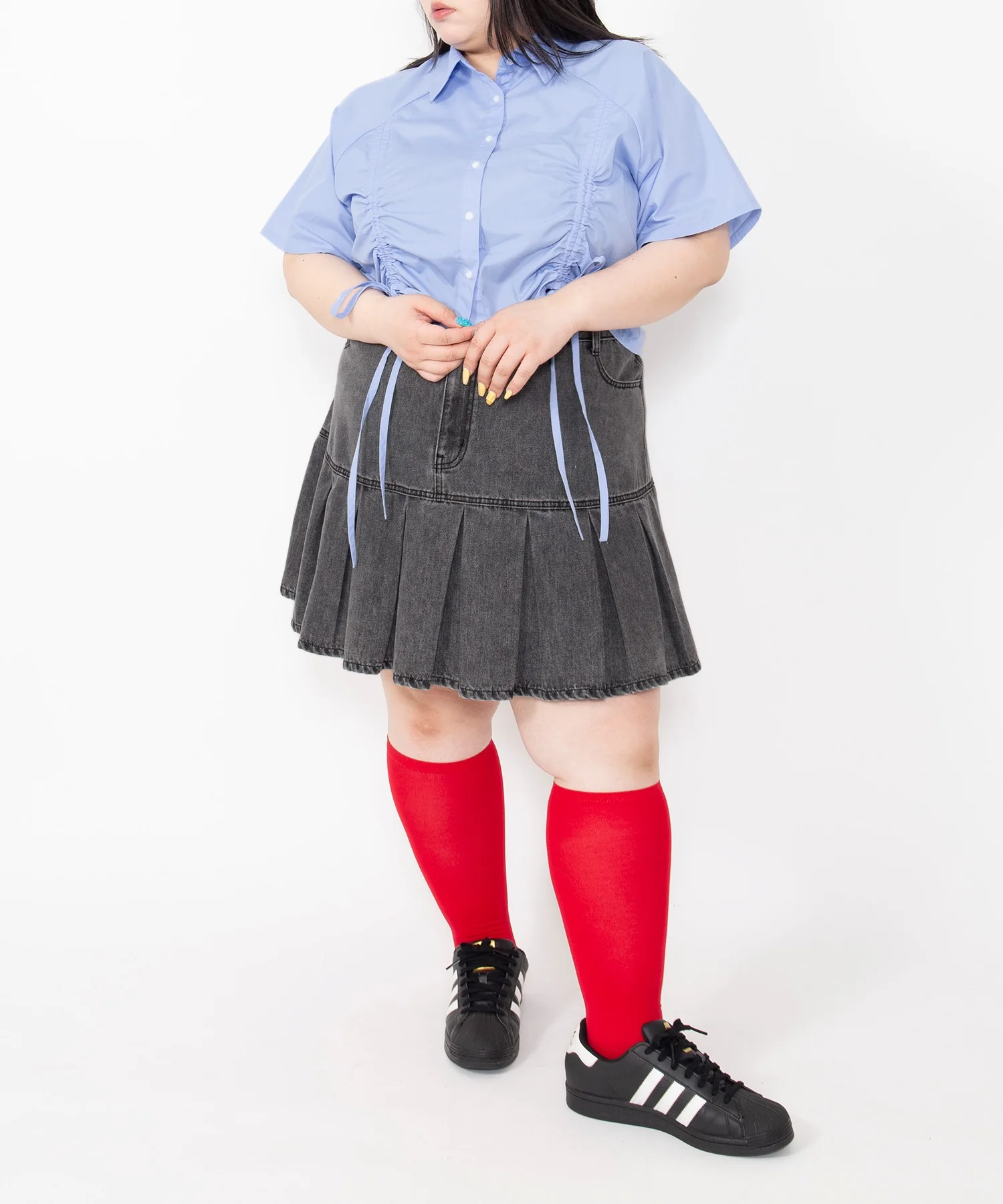 プリーツヘムデニムミニスカート - Image 14