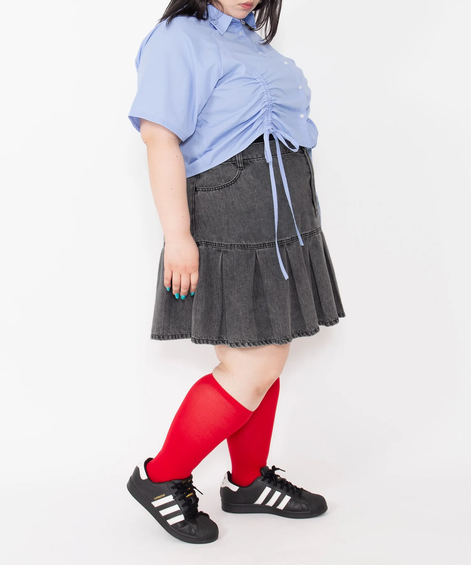 プリーツヘムデニムミニスカート - Image 15