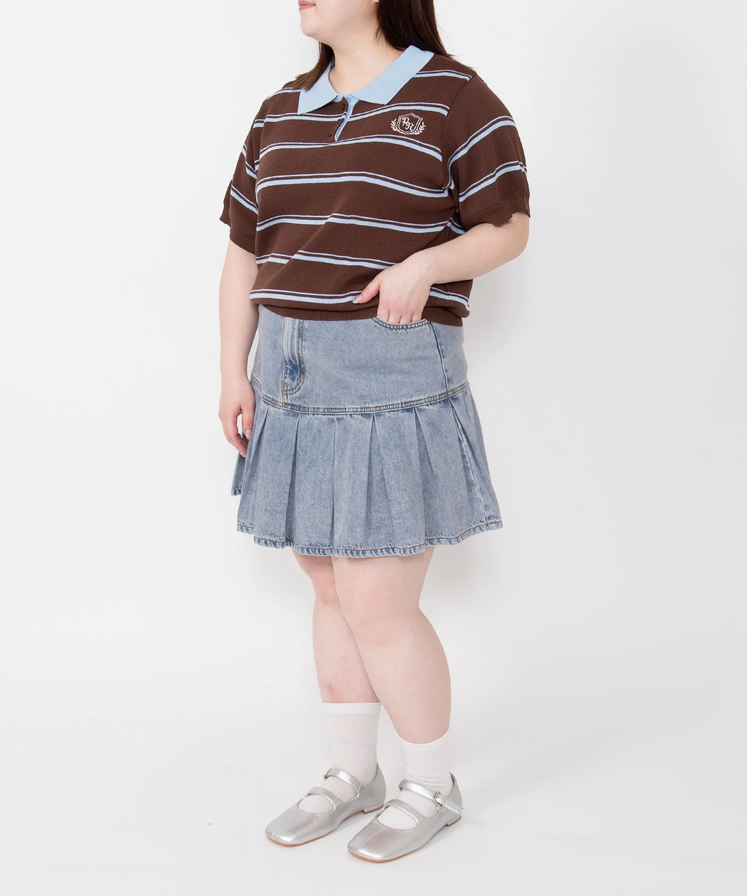 プリーツヘムデニムミニスカート - Image 18