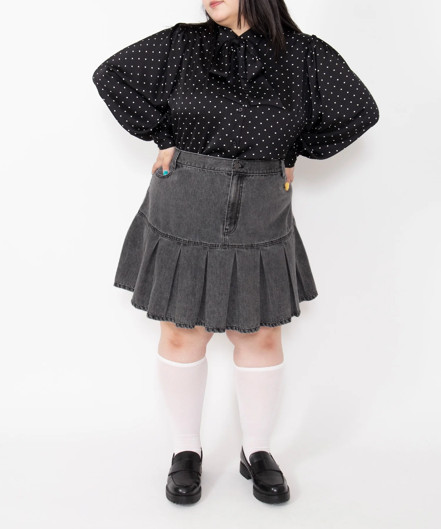 プリーツヘムデニムミニスカート - Image 9