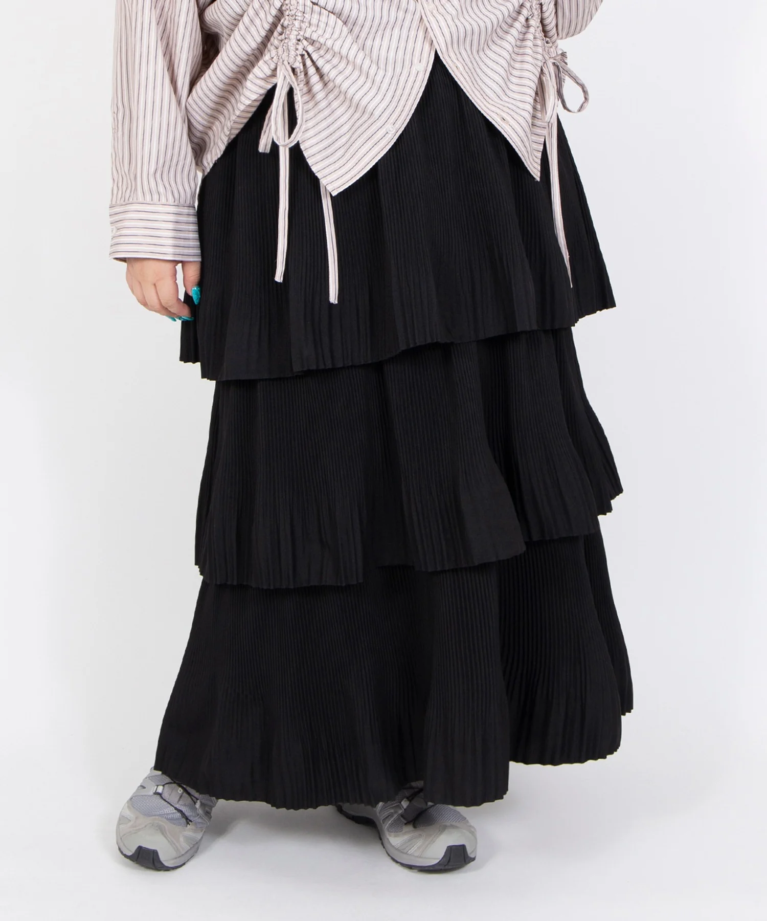 プリーツティアードロングスカート - Image 9