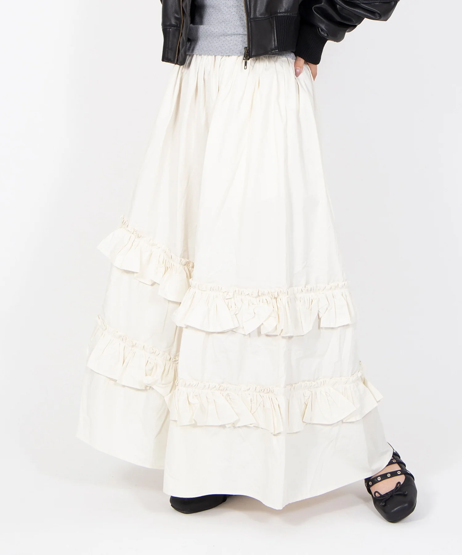アシンメトリーフリルロングスカート - Image 3