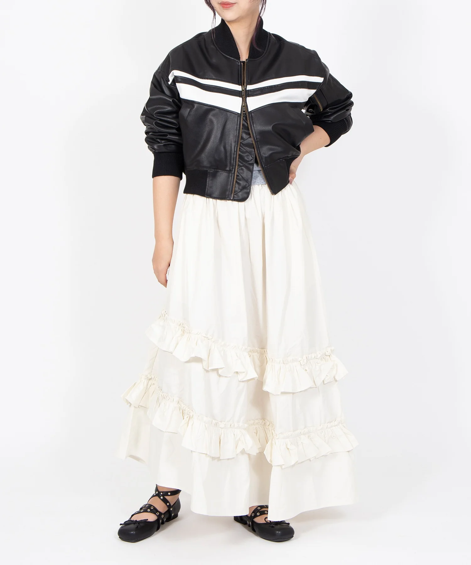 アシンメトリーフリルロングスカート - Image 5