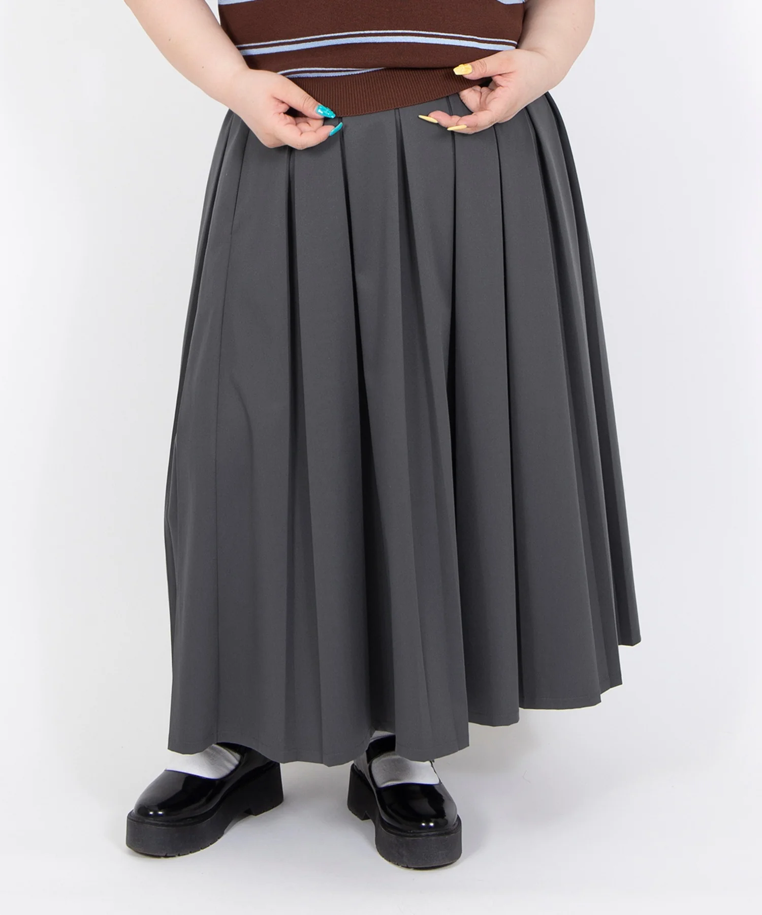ボックスプリーツロングスカート - Image 3