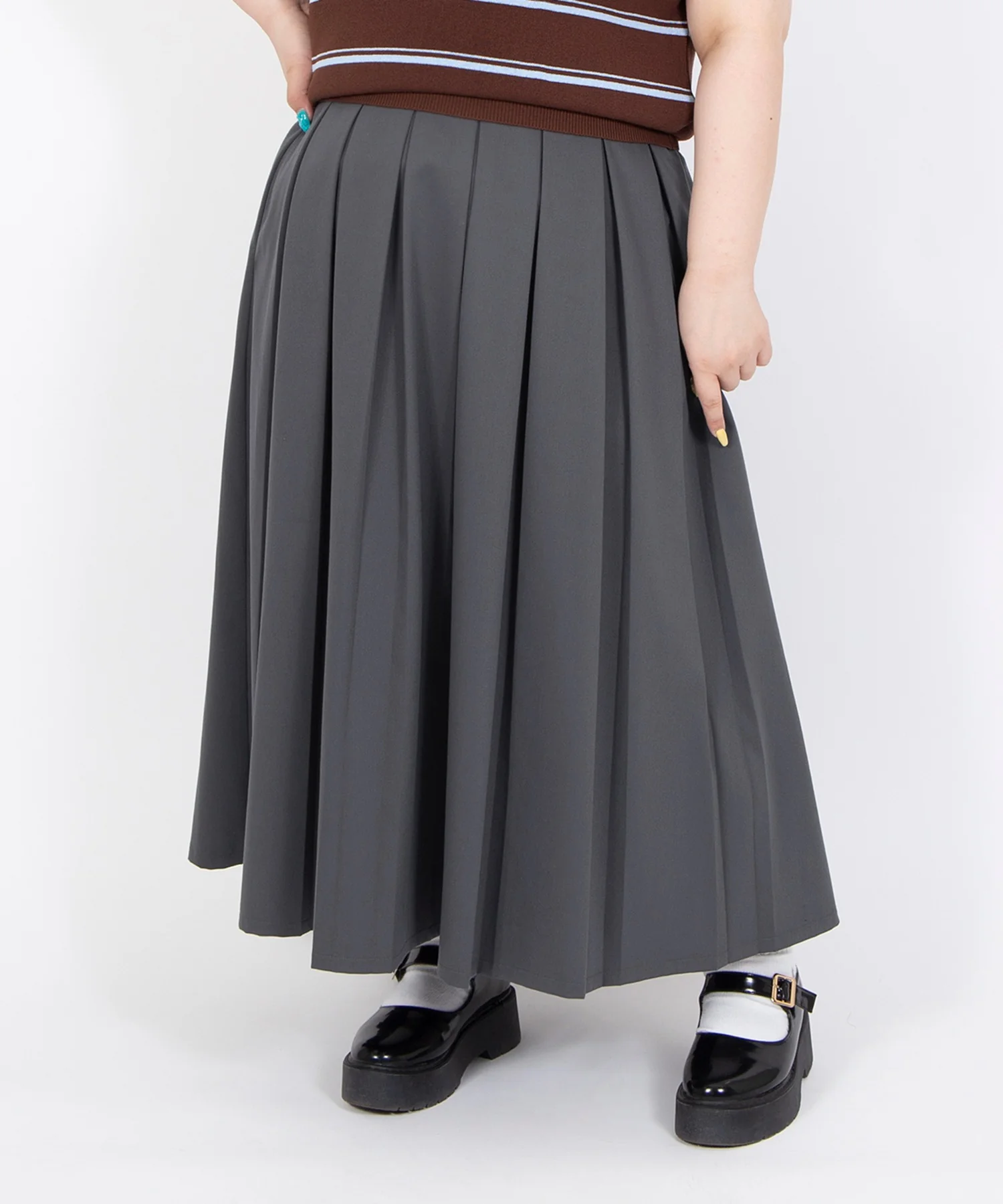 ボックスプリーツロングスカート - Image 4