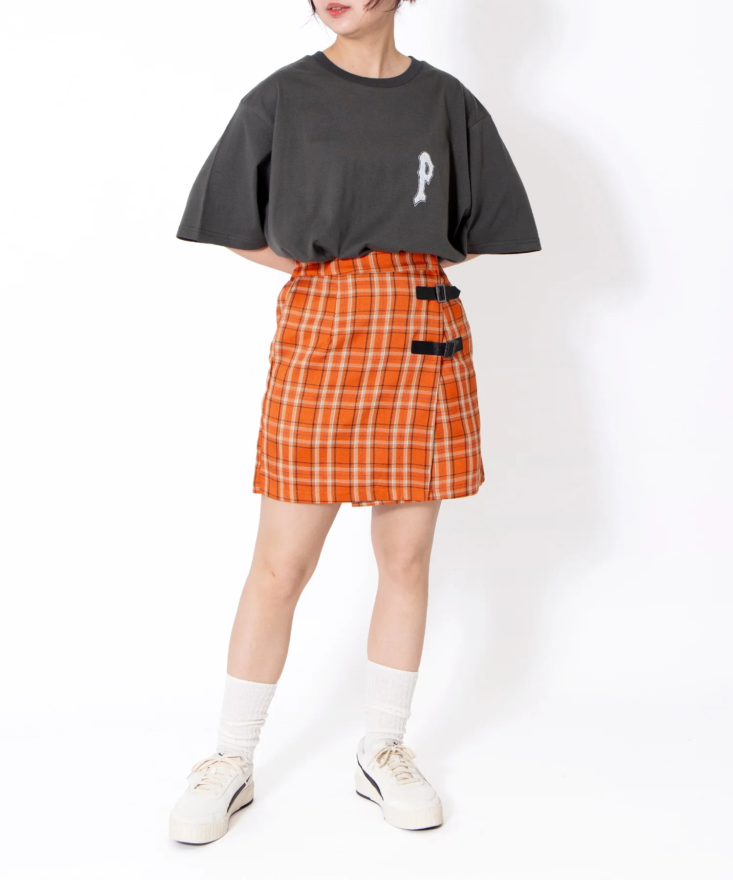 チェック柄ラップミニスカート - Image 12